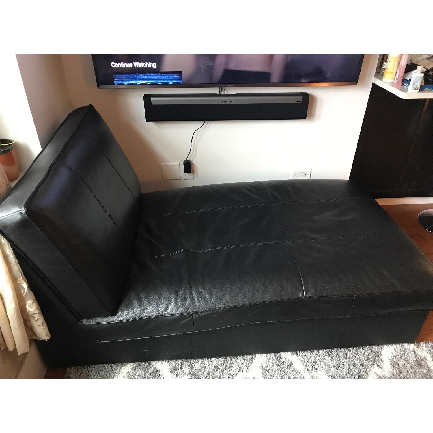 Ikea Kivik Black Leather Chaise - image-2