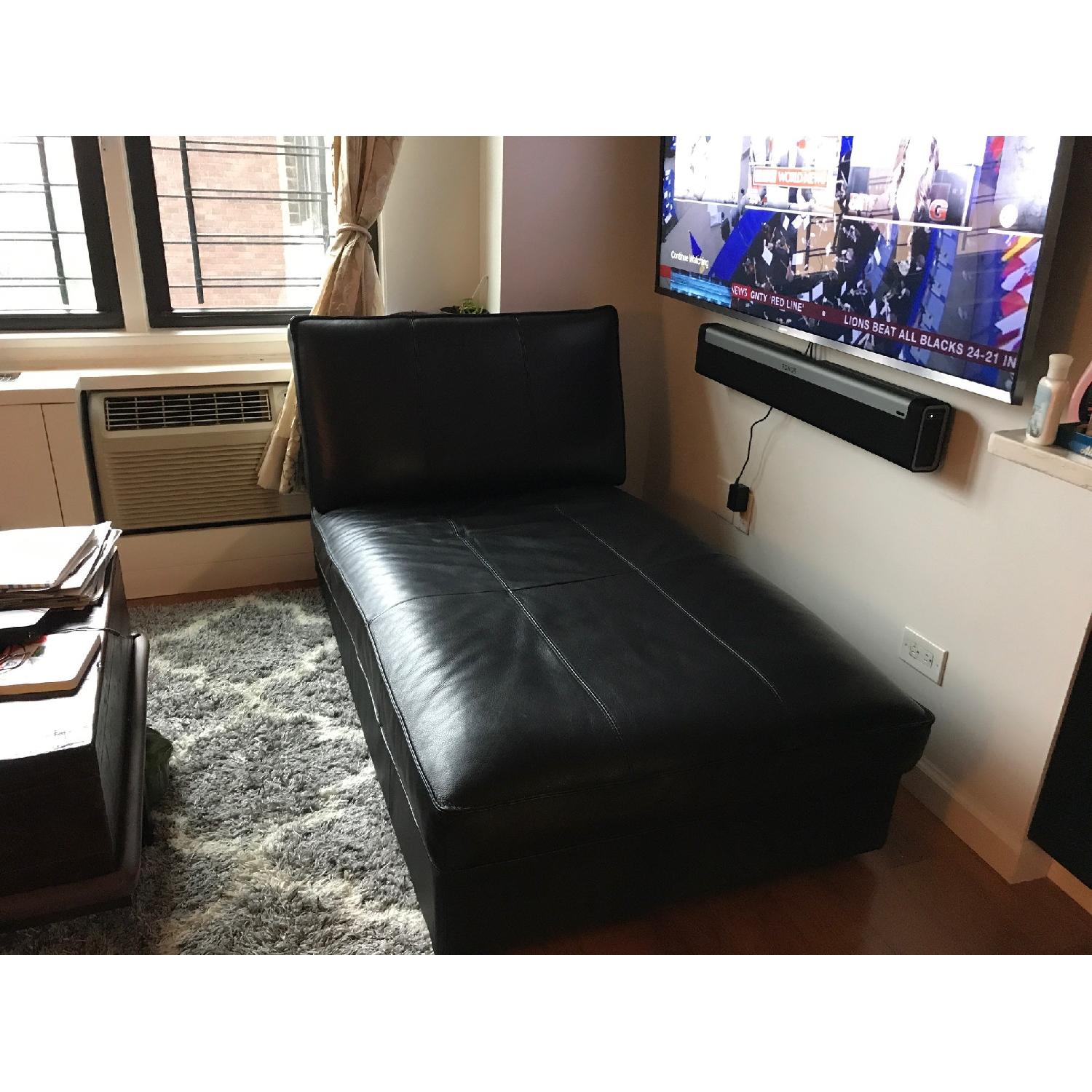 Ikea Kivik Black Leather Chaise - image-3