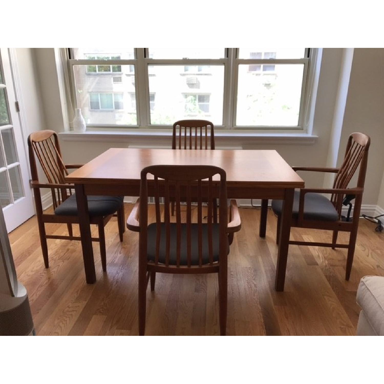 Benny Linden Danish Mid Century Modern Expandable Teak Dining Table w/ 4 Chairs - image-3