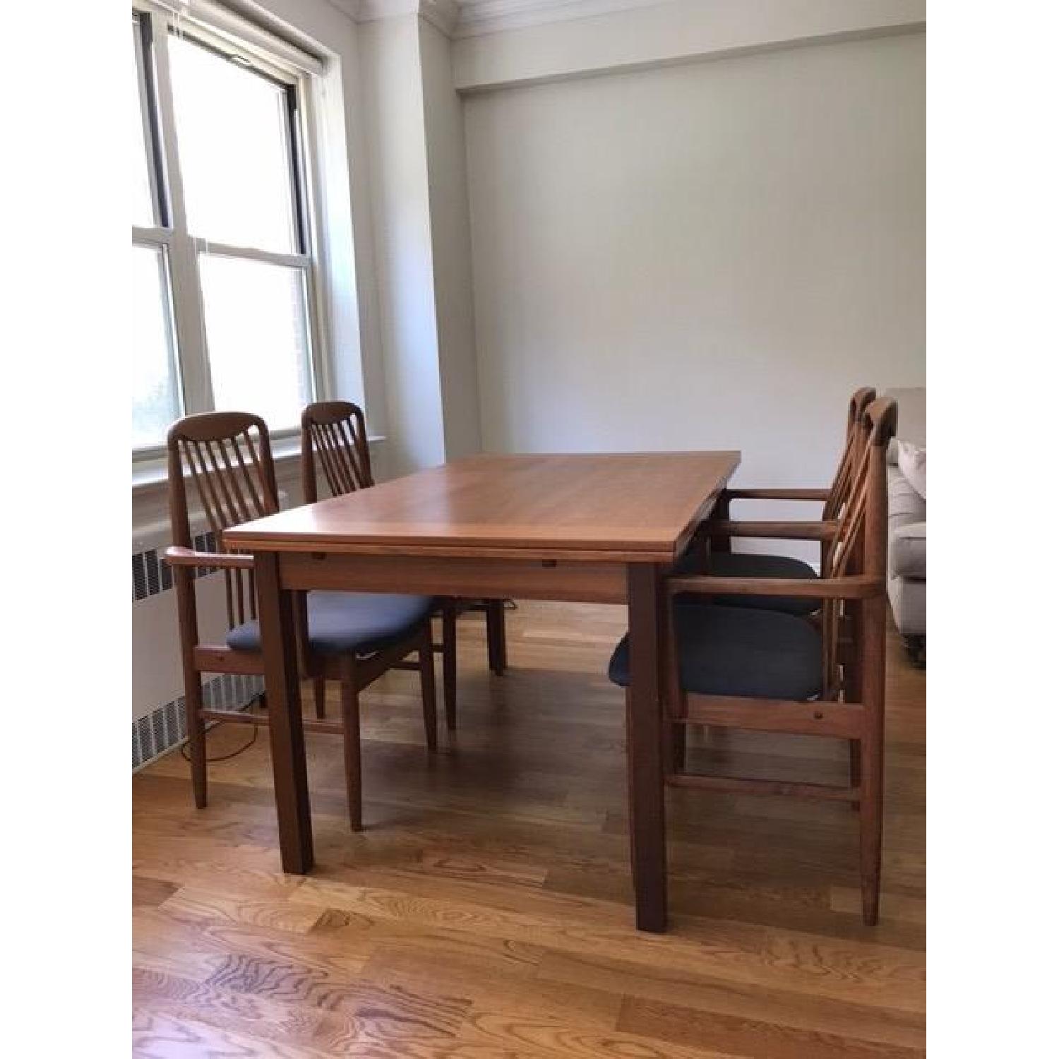 Benny Linden Danish Mid Century Modern Expandable Teak Dining Table w/ 4 Chairs - image-5