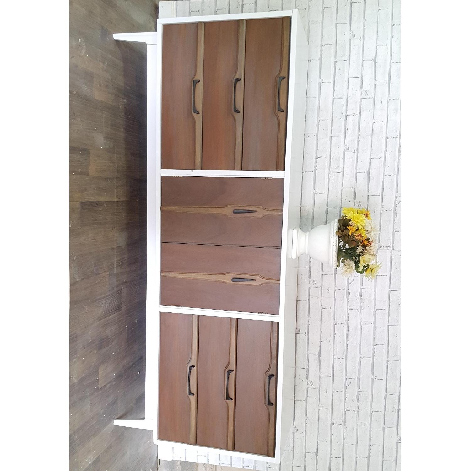 Mid Century Modern White & Weathered Walnut Dresser AptDeco