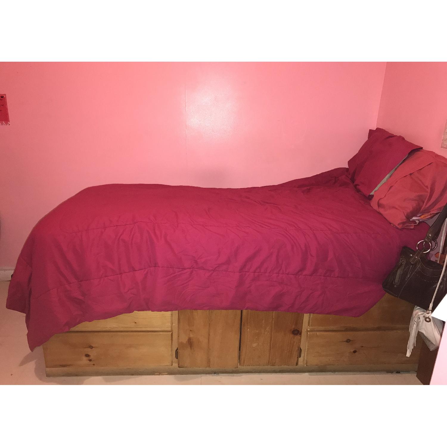 Custom Made Wood Twin Size Storage Bed AptDeco