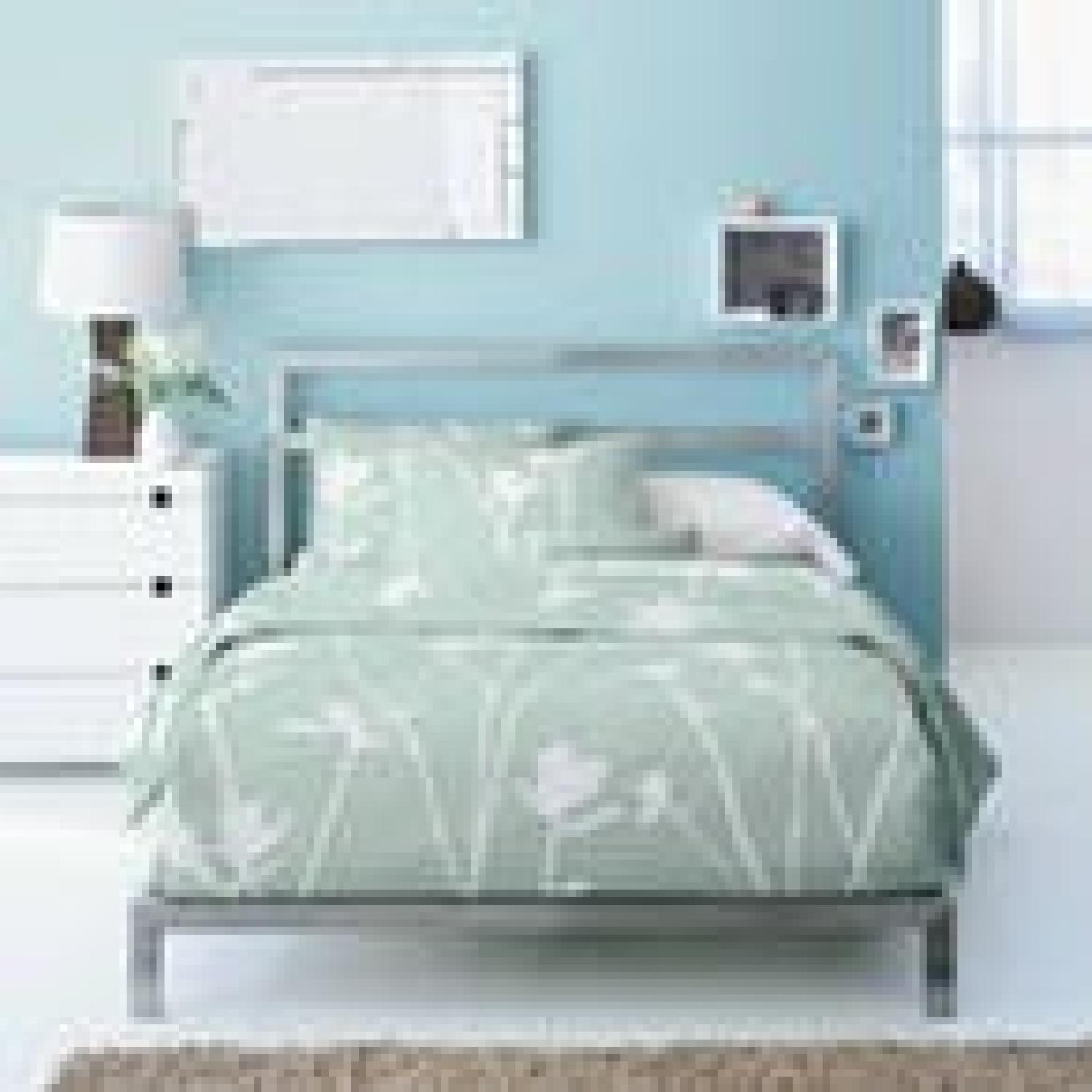 West Elm Metal Bed Frame w/ Brushed Nickel Headboard - image-2