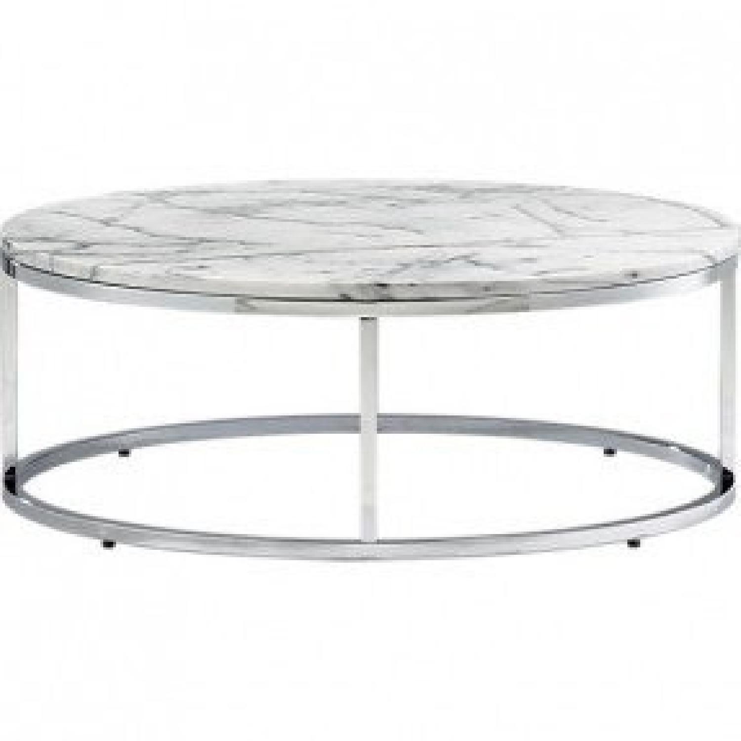 CB2 Smart Round Marble Coffee Table AptDeco