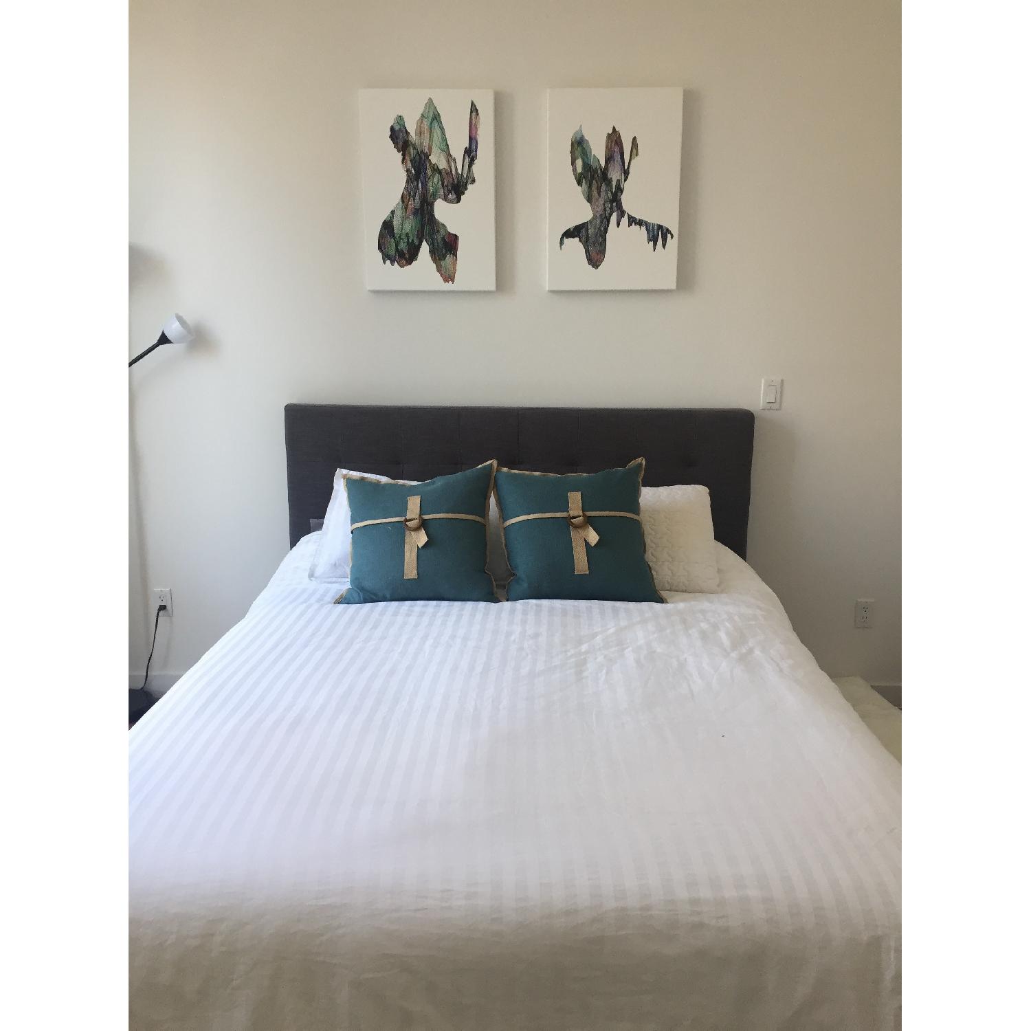 West Elm Queen Size Upholstered Bed in Grey - image-1