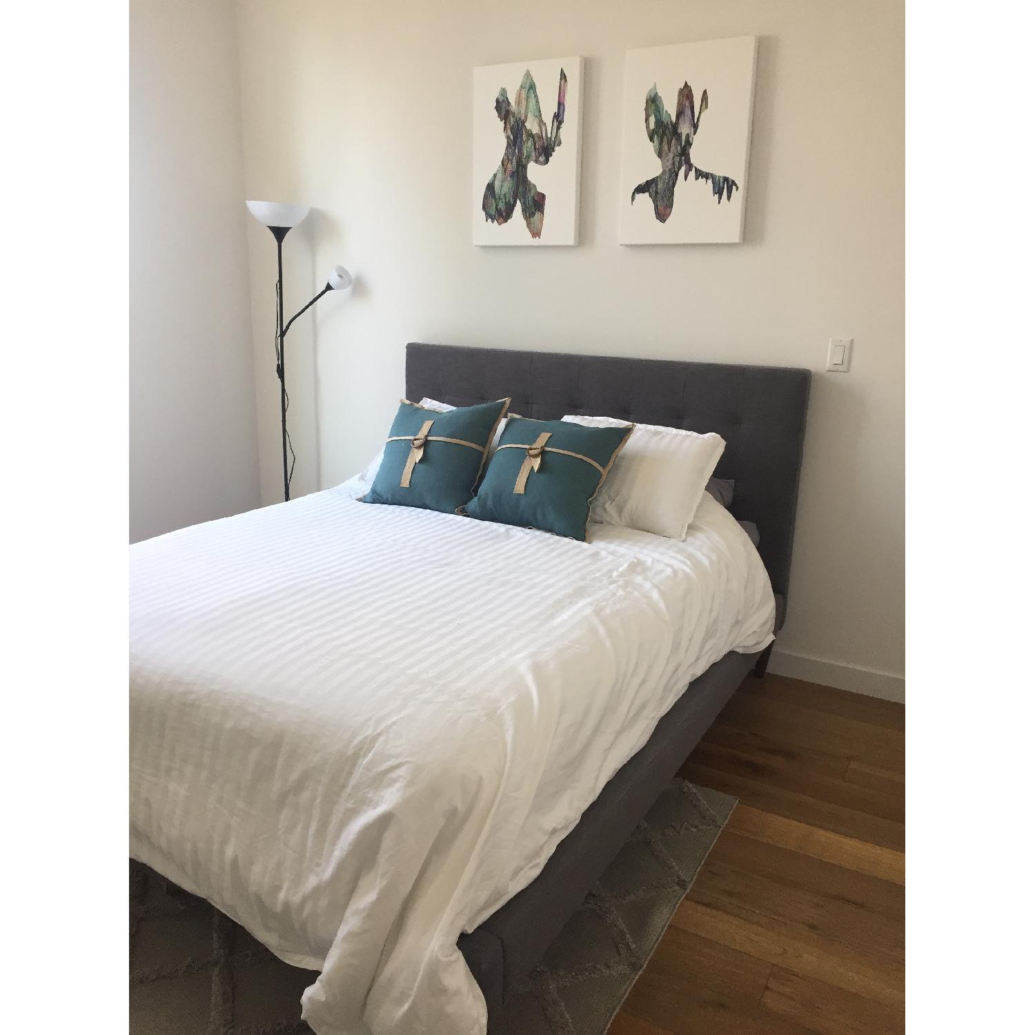 West Elm Queen Size Upholstered Bed in Grey - image-2