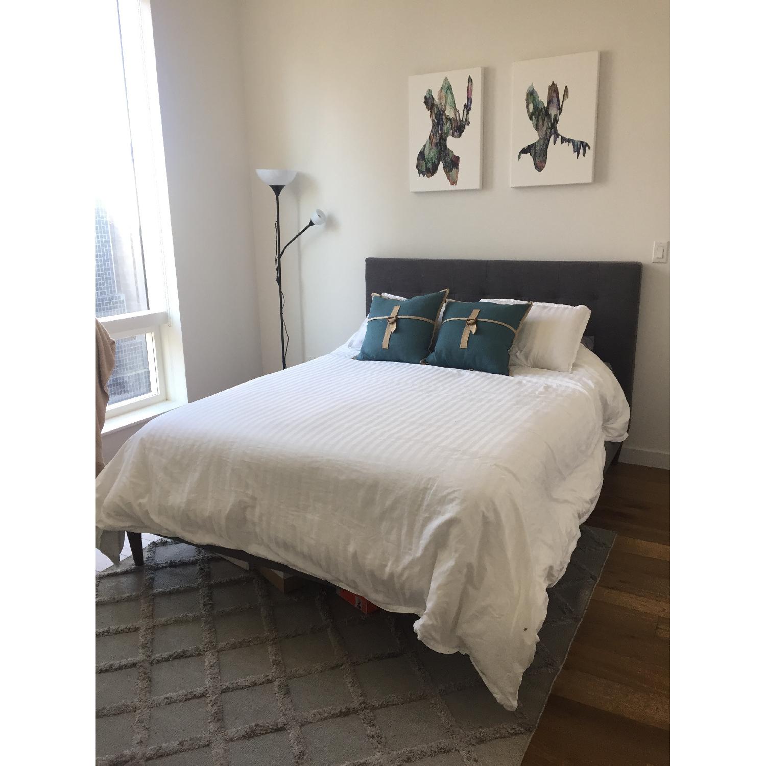 West Elm Queen Size Upholstered Bed in Grey - image-3