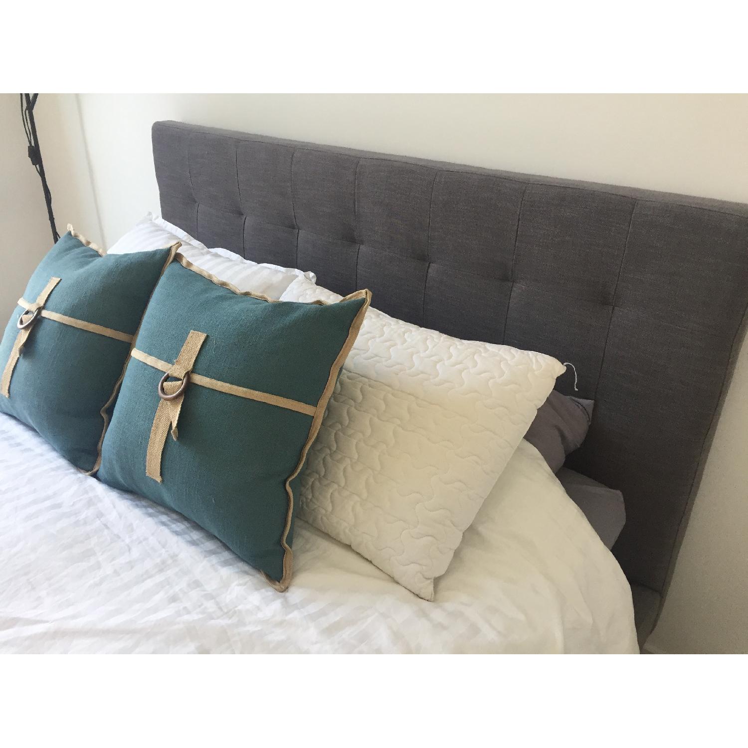 West Elm Queen Size Upholstered Bed in Grey - image-4