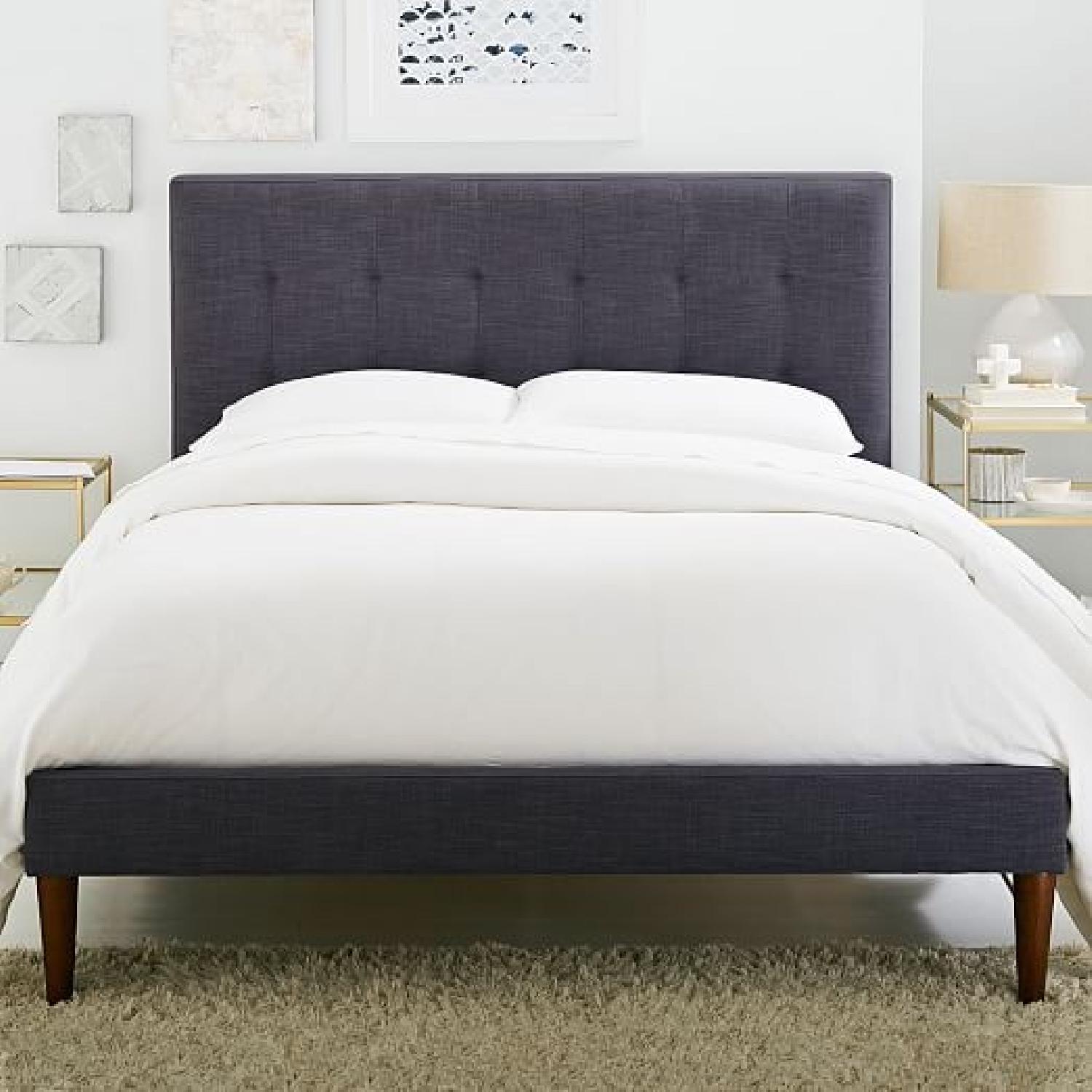 West Elm Queen Size Upholstered Bed in Grey AptDeco