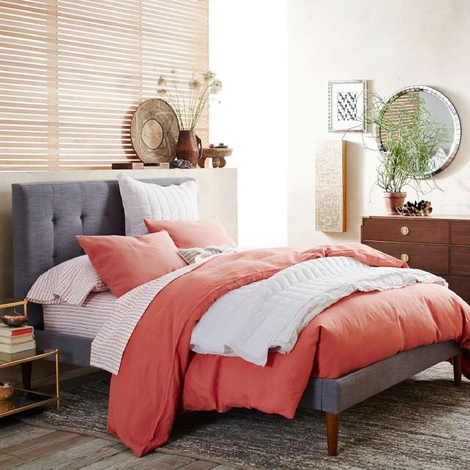 West Elm Queen Size Upholstered Bed in Grey - image-6