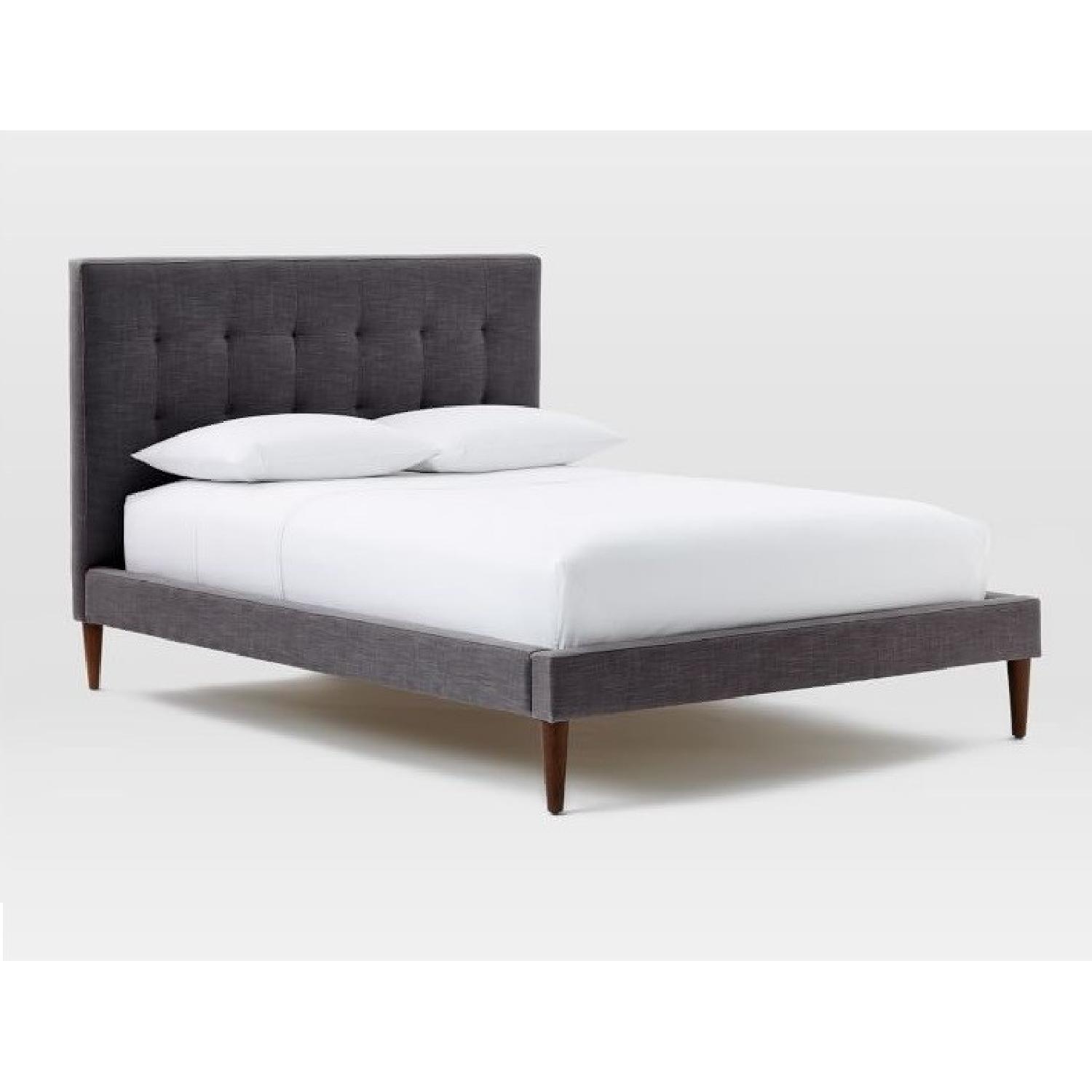 West Elm Queen Size Upholstered Bed in Grey AptDeco