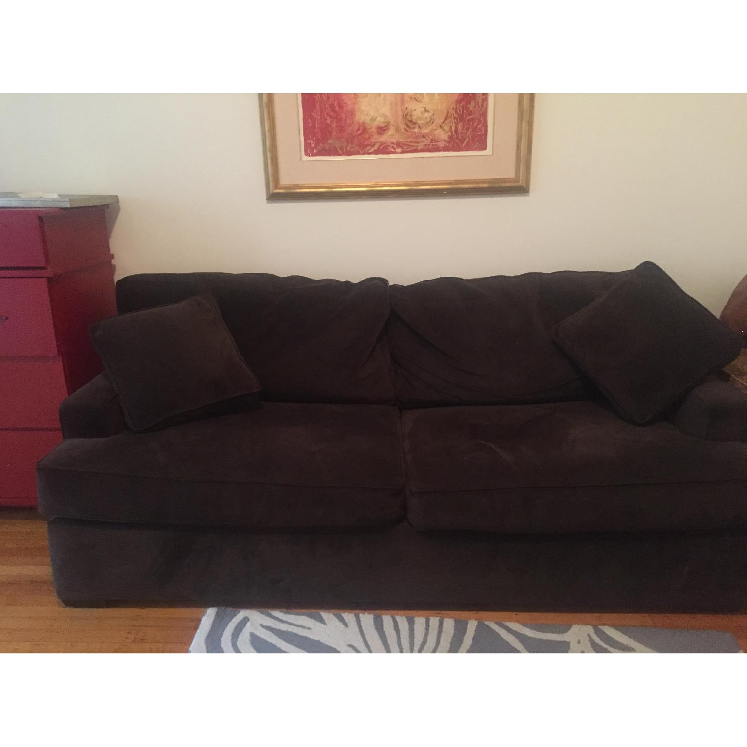 Macy's Hickory Springs Chocolate Brown Couch w/ Pullout Bed - image-1