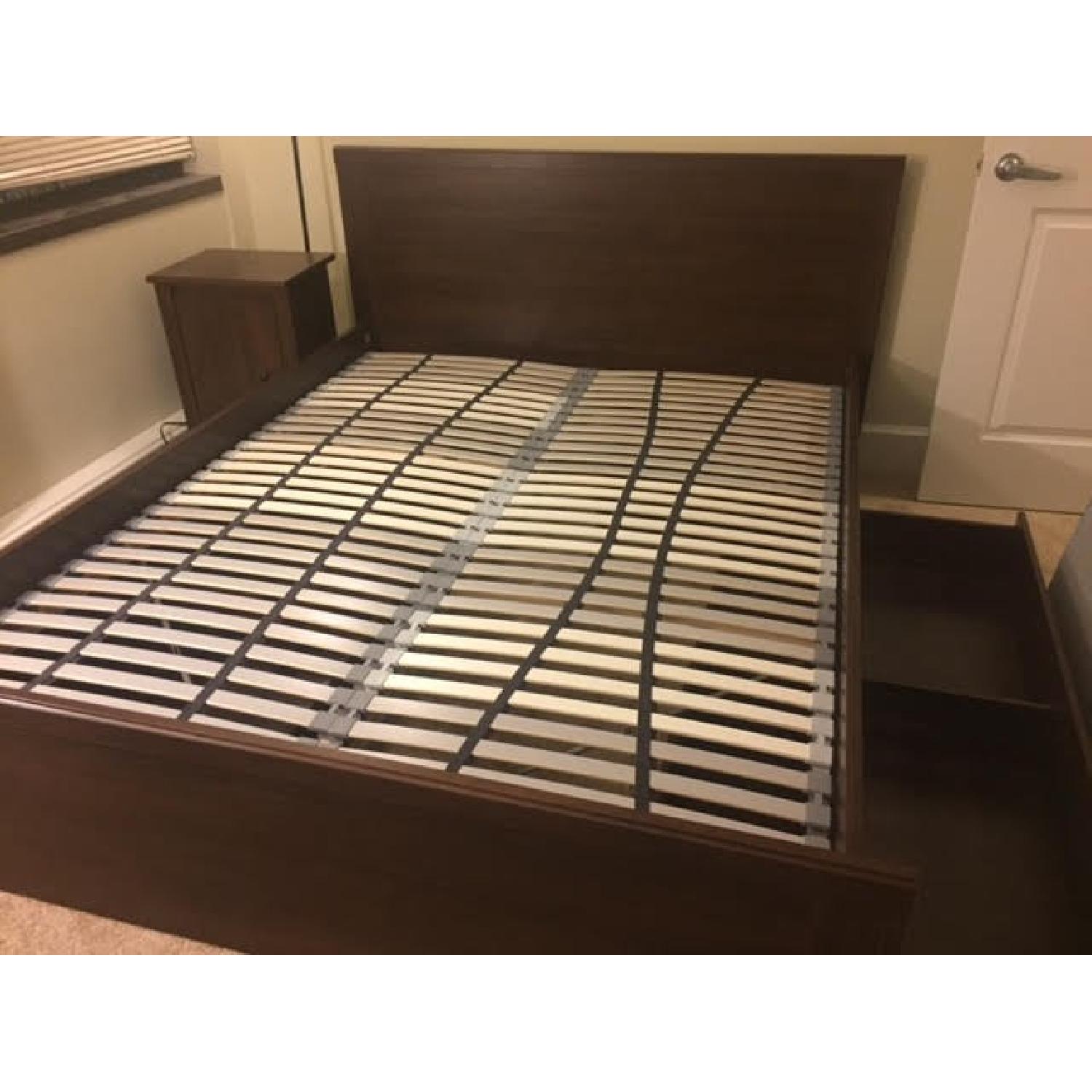 Ikea Brusali Queen Bed Frame + Night Stand + Dresser - image-1