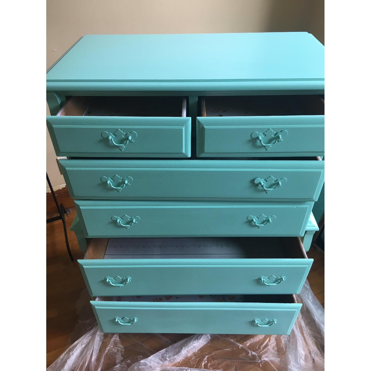 Antique Painted Wooden Farmhouse Dresser in Pale Jade - AptDeco