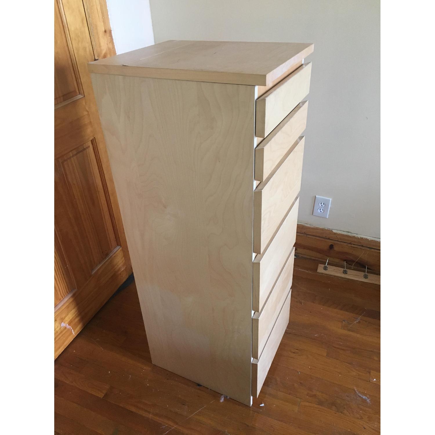 Ikea Malm 6 Drawer White Stained Oak Veneer Chest W Mirror Aptdeco