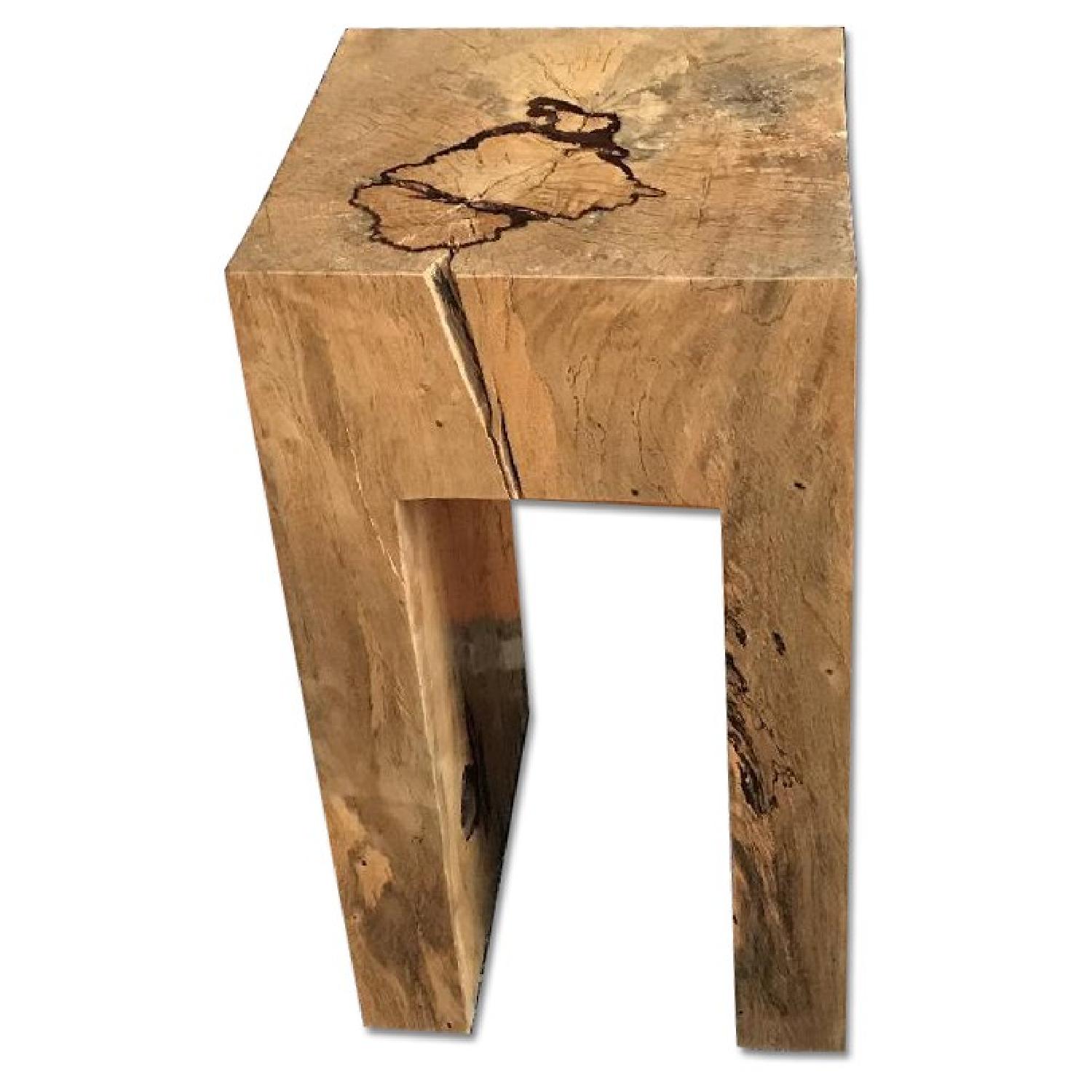 Natural Wood Grain Solid Wood Side Table - image-0