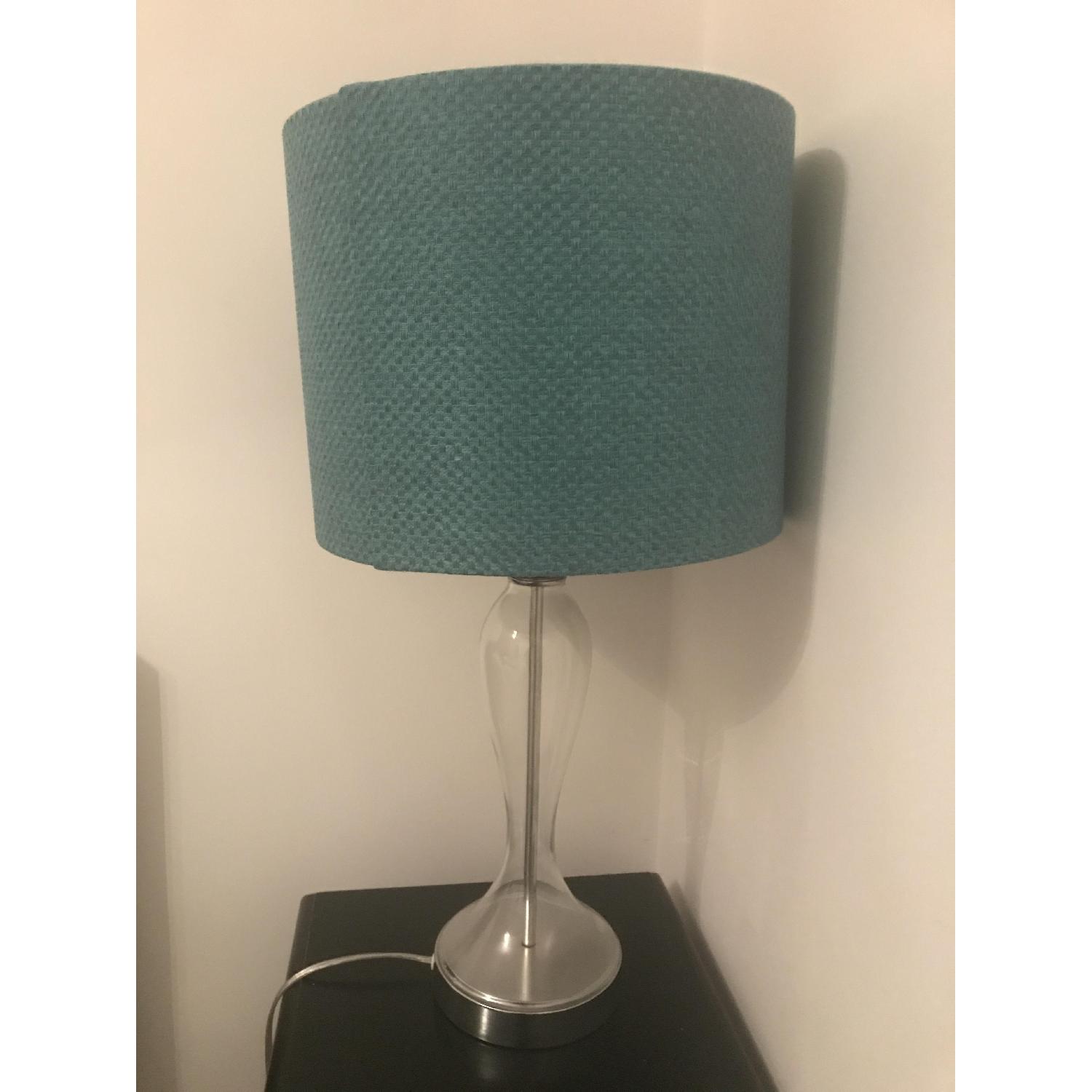 Pier 1 Marine Glass Table Lamp w/ Blue Shade - image-1