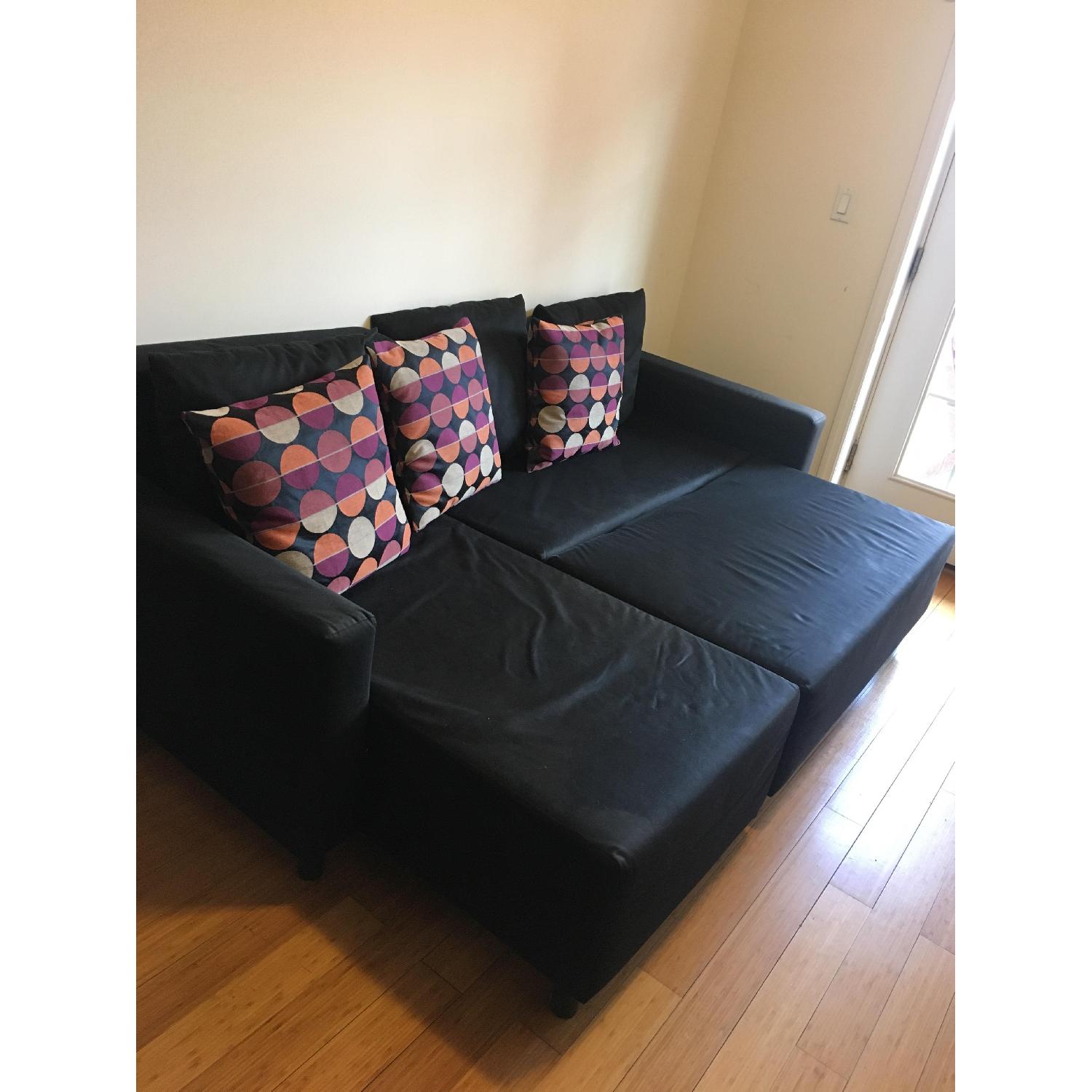 Ikea Lugnvik Black Sleeper Sofa w/ Pillows AptDeco