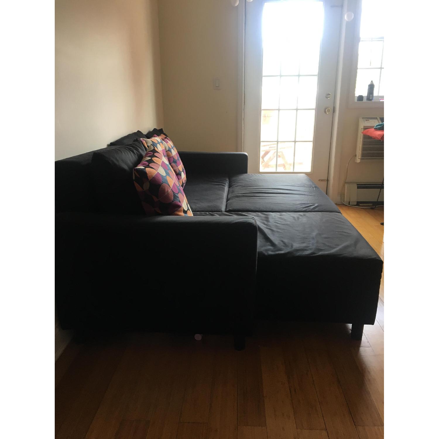 Ikea Lugnvik Black Sleeper Sofa w/ Pillows AptDeco