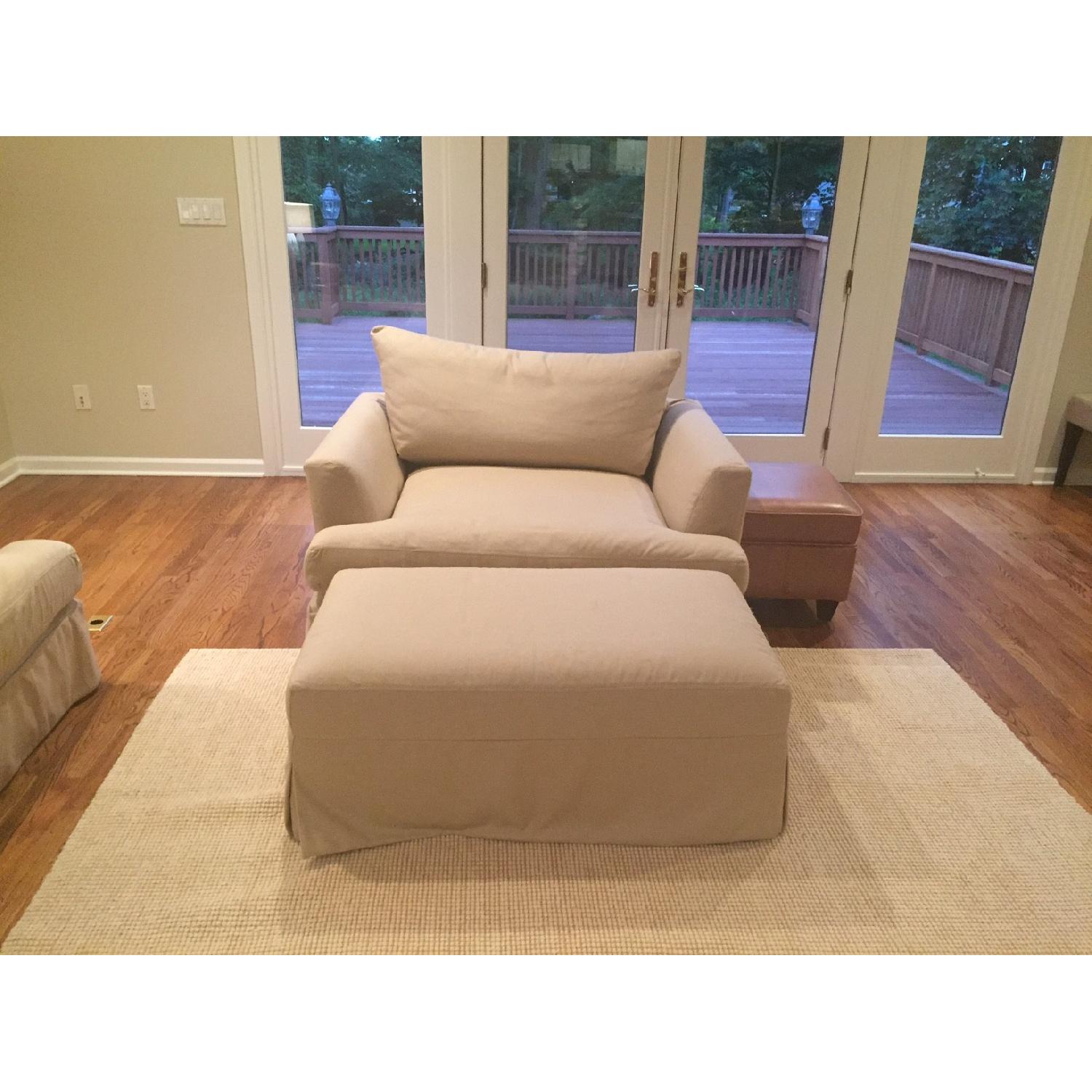 Arhaus Emory Slipcovered Sofa + Chair and a Half & Ottoman - image-1