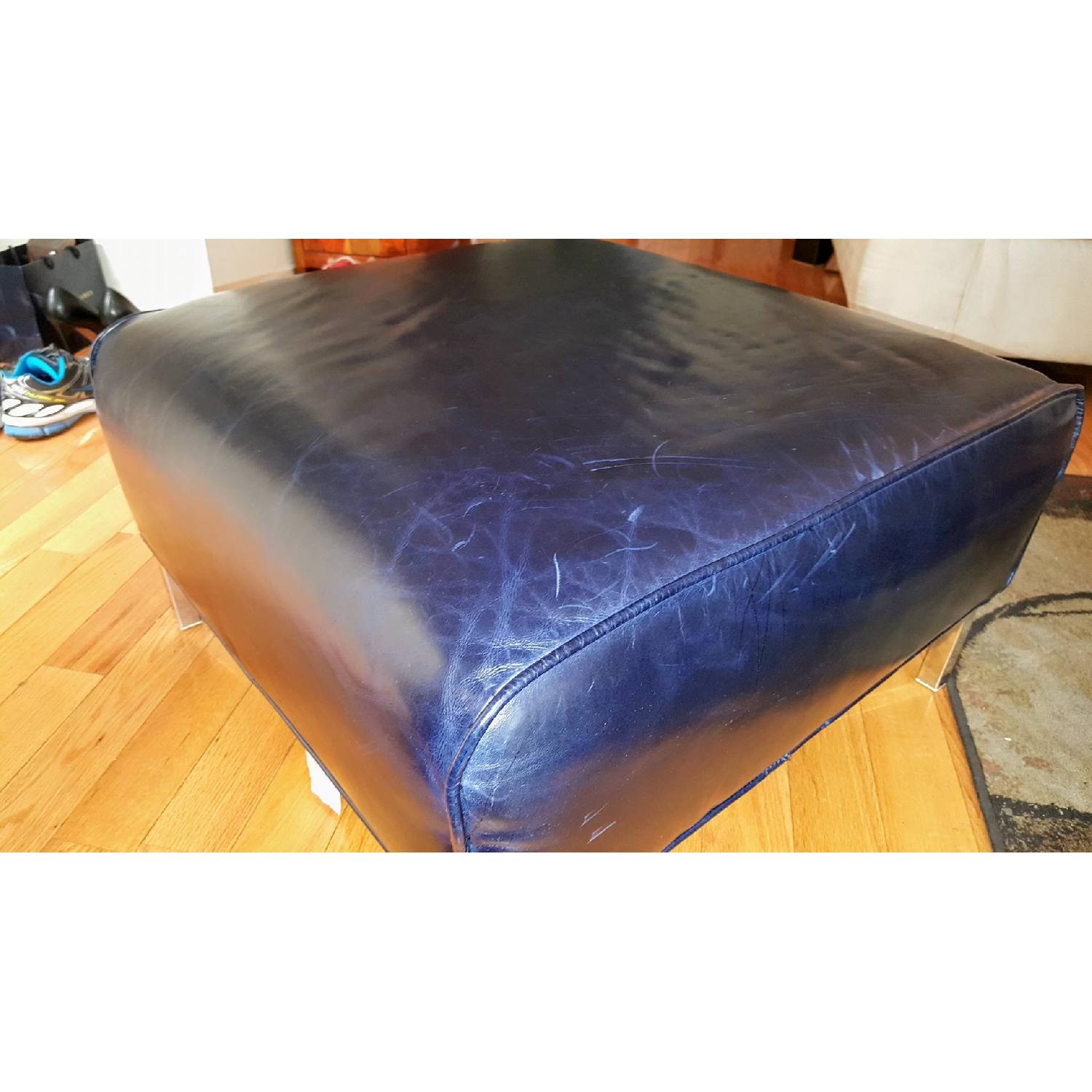 Royal Blue Square Ottoman - image-1