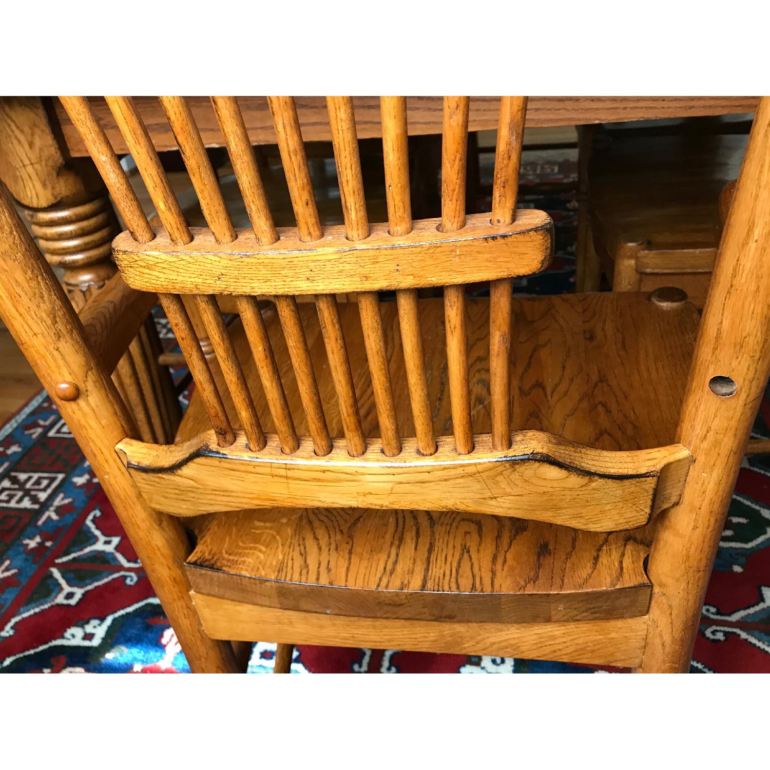 Solid Oak Dining Table w/ 6 Solid Oak Dining Chairs - AptDeco