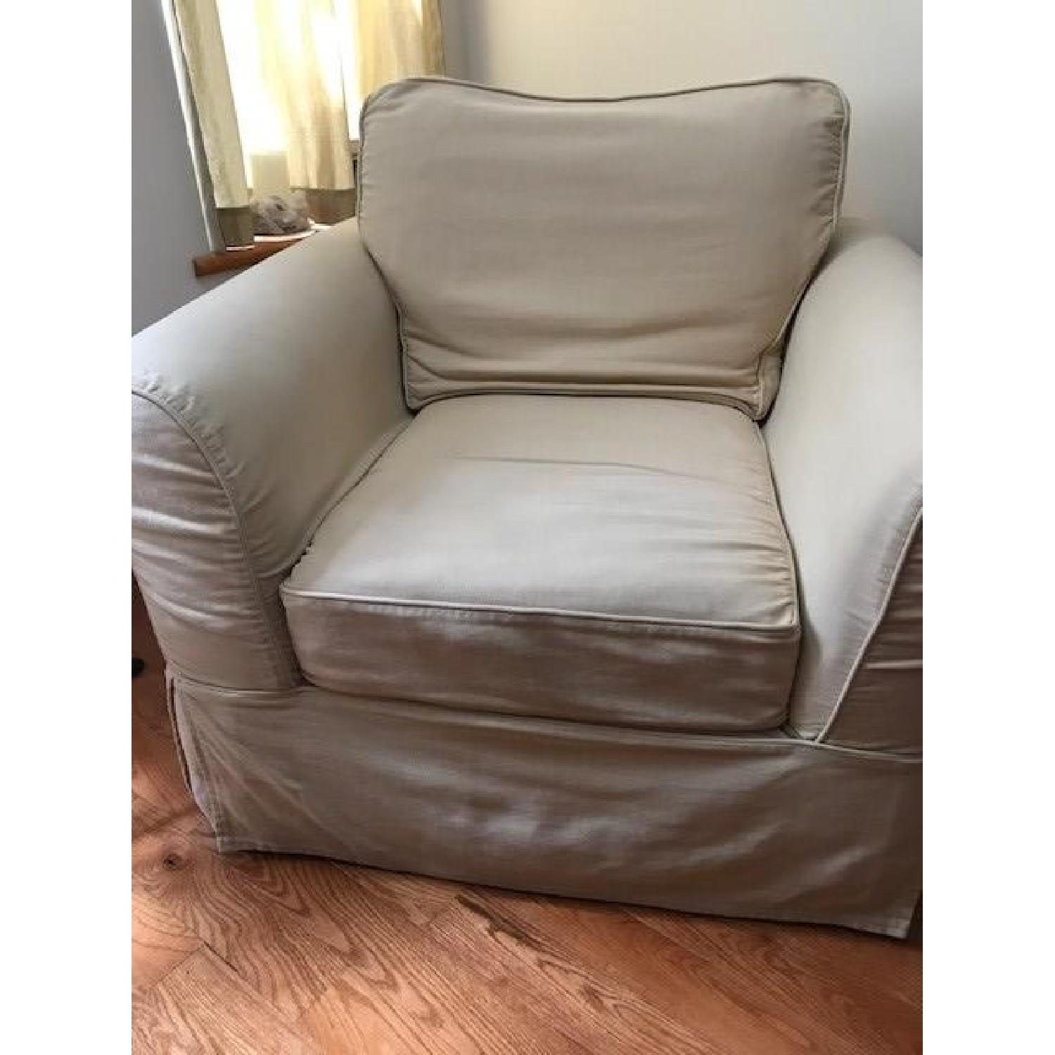 Pottery Barn Comfort Roll Arm Slipcovered Arm Chair - image-1