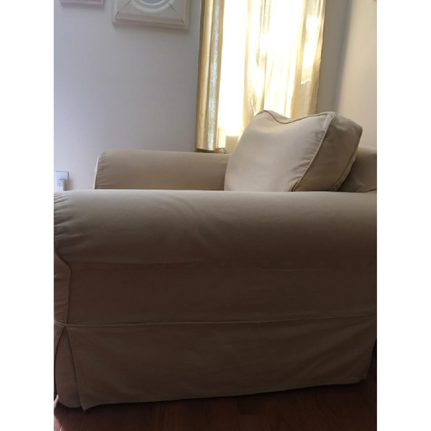 Pottery Barn Comfort Roll Arm Slipcovered Arm Chair - image-5