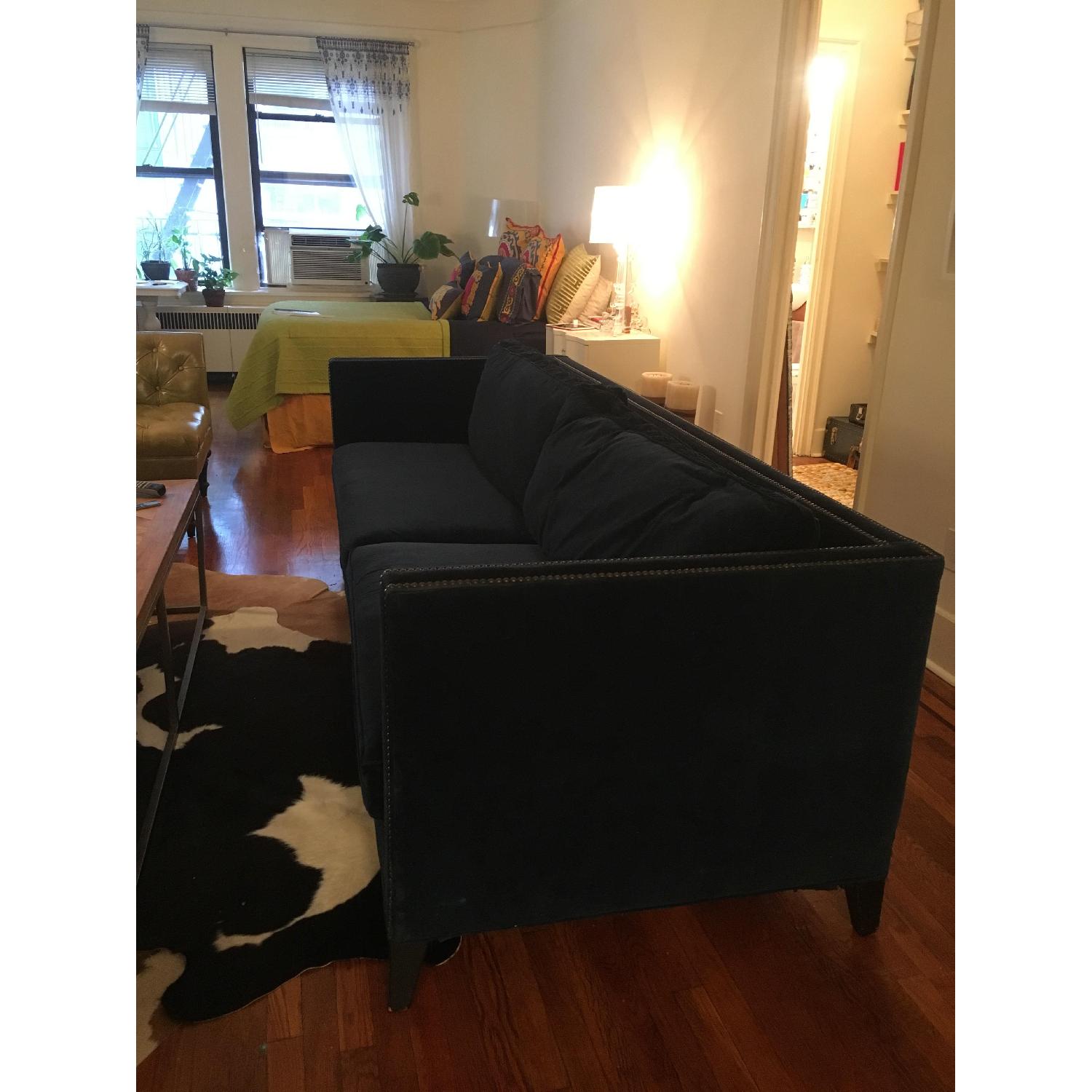 Mitchell Gold + Bob Williams Navy Blue Nailhead Velvet Sofa - image-2