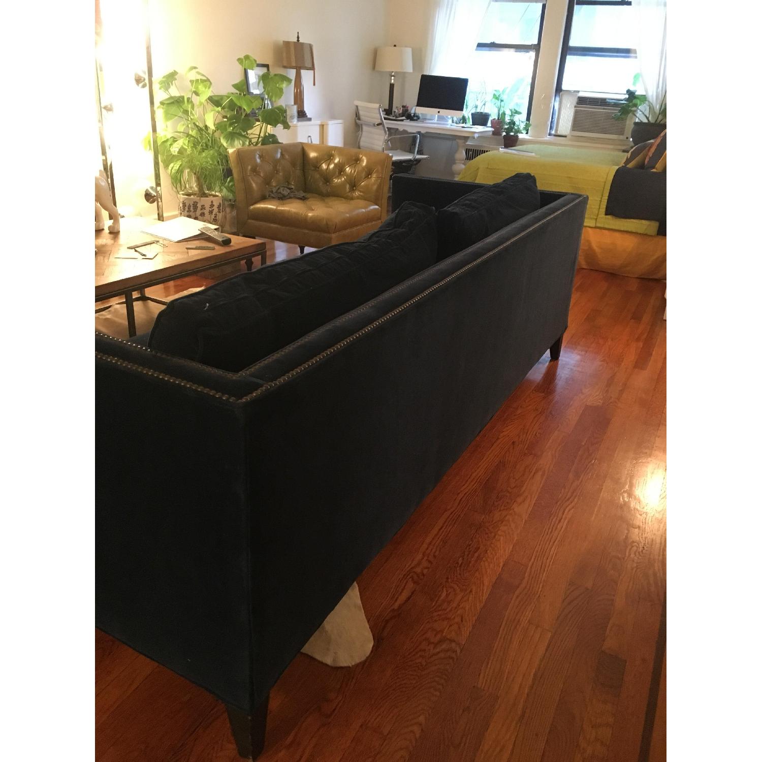 Mitchell Gold + Bob Williams Navy Blue Nailhead Velvet Sofa - image-3