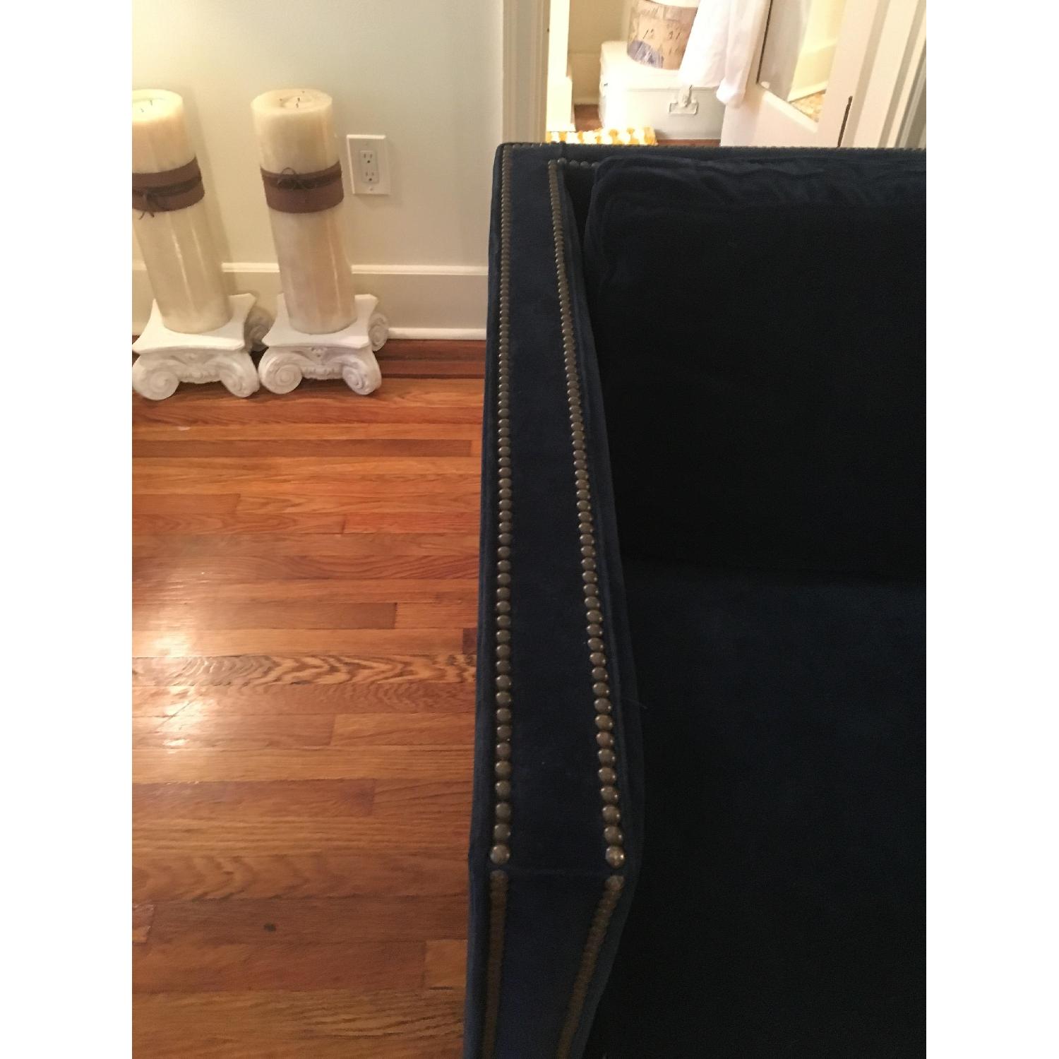 Mitchell Gold + Bob Williams Navy Blue Nailhead Velvet Sofa - image-5
