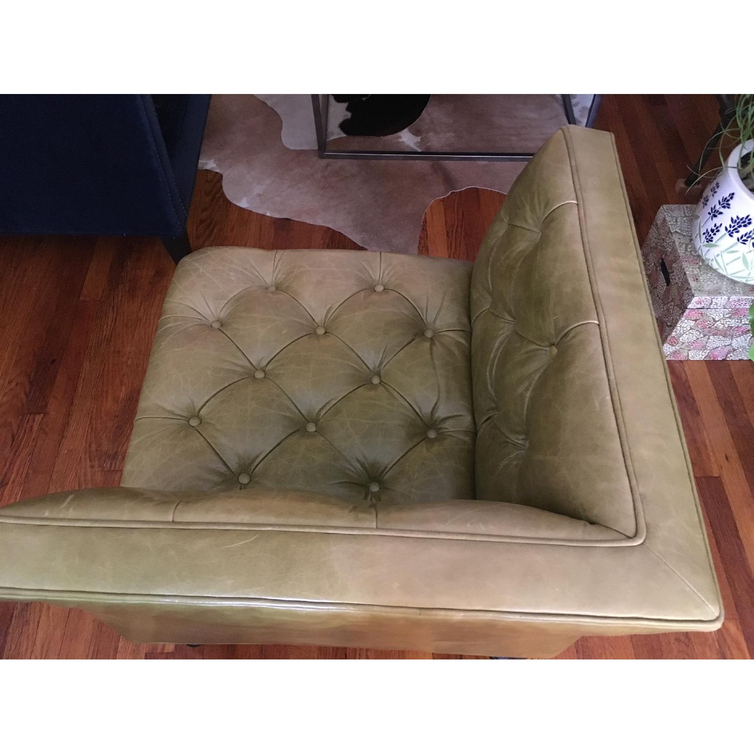 Bloomingdale's Green Leather Upholstered Chair - image-1