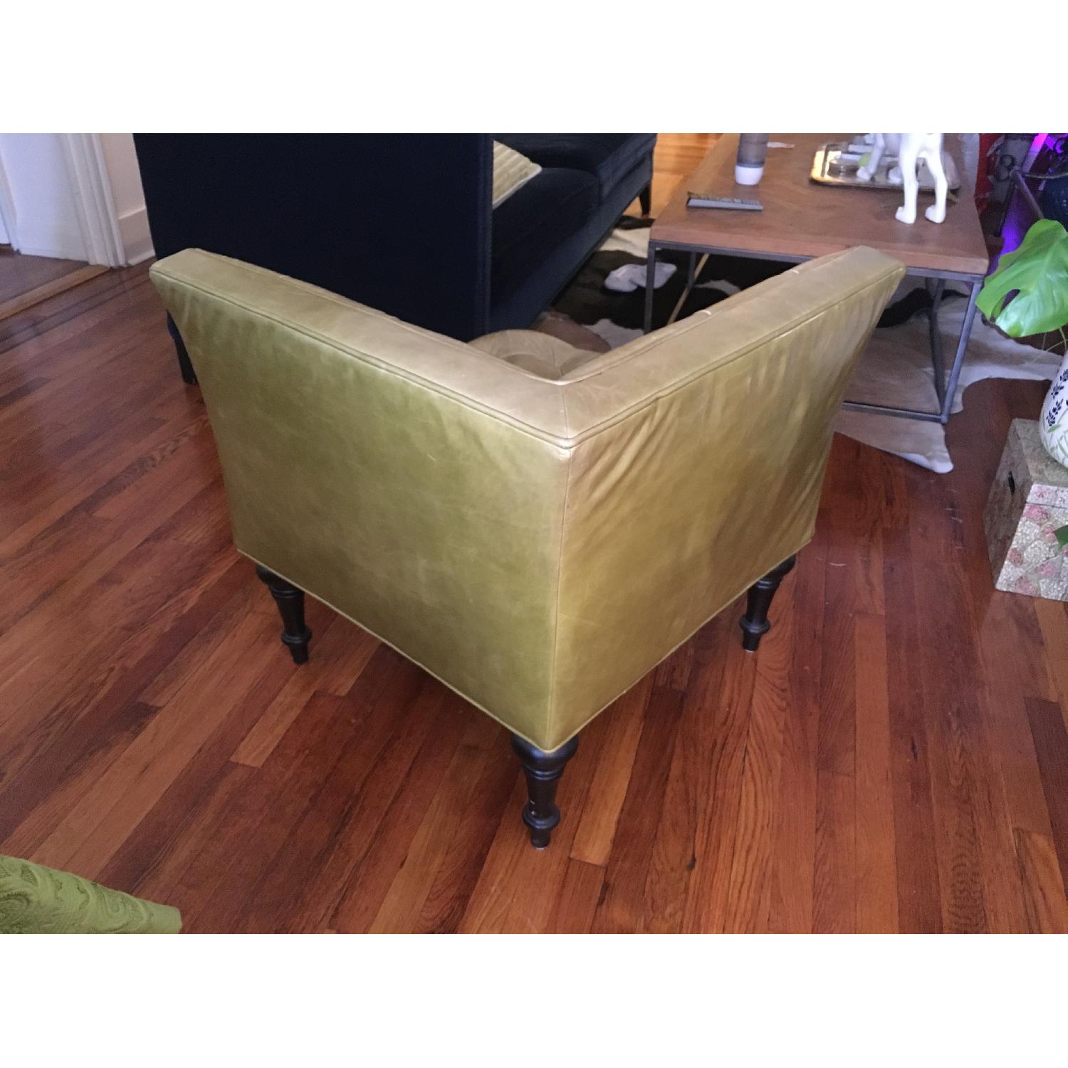 Bloomingdale's Green Leather Upholstered Chair - image-3