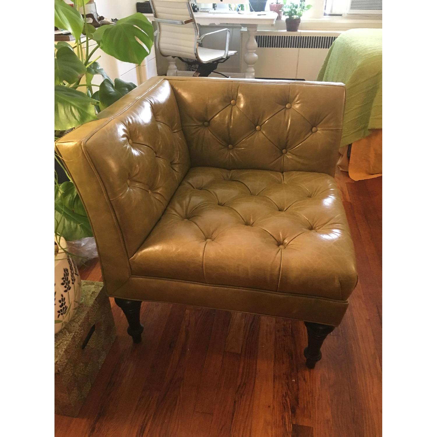Bloomingdale's Green Leather Upholstered Chair - image-4
