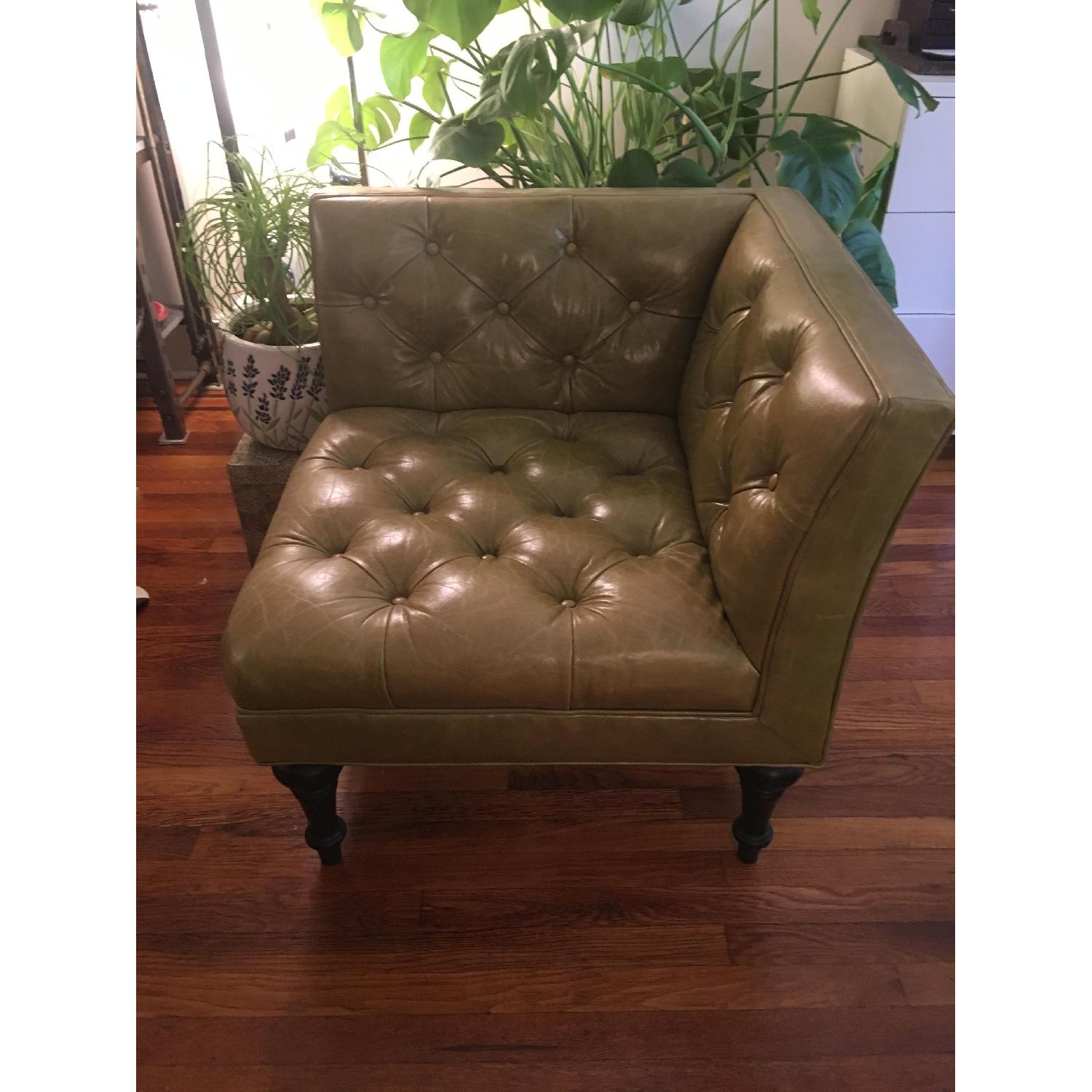 Bloomingdale's Green Leather Upholstered Chair - image-5