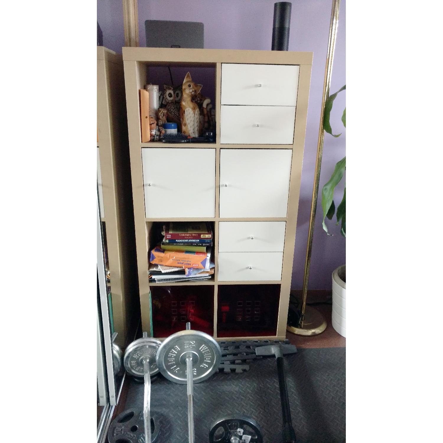Ikea Kallax Birch Shelf Unit w/ Modular Inserts - image-1