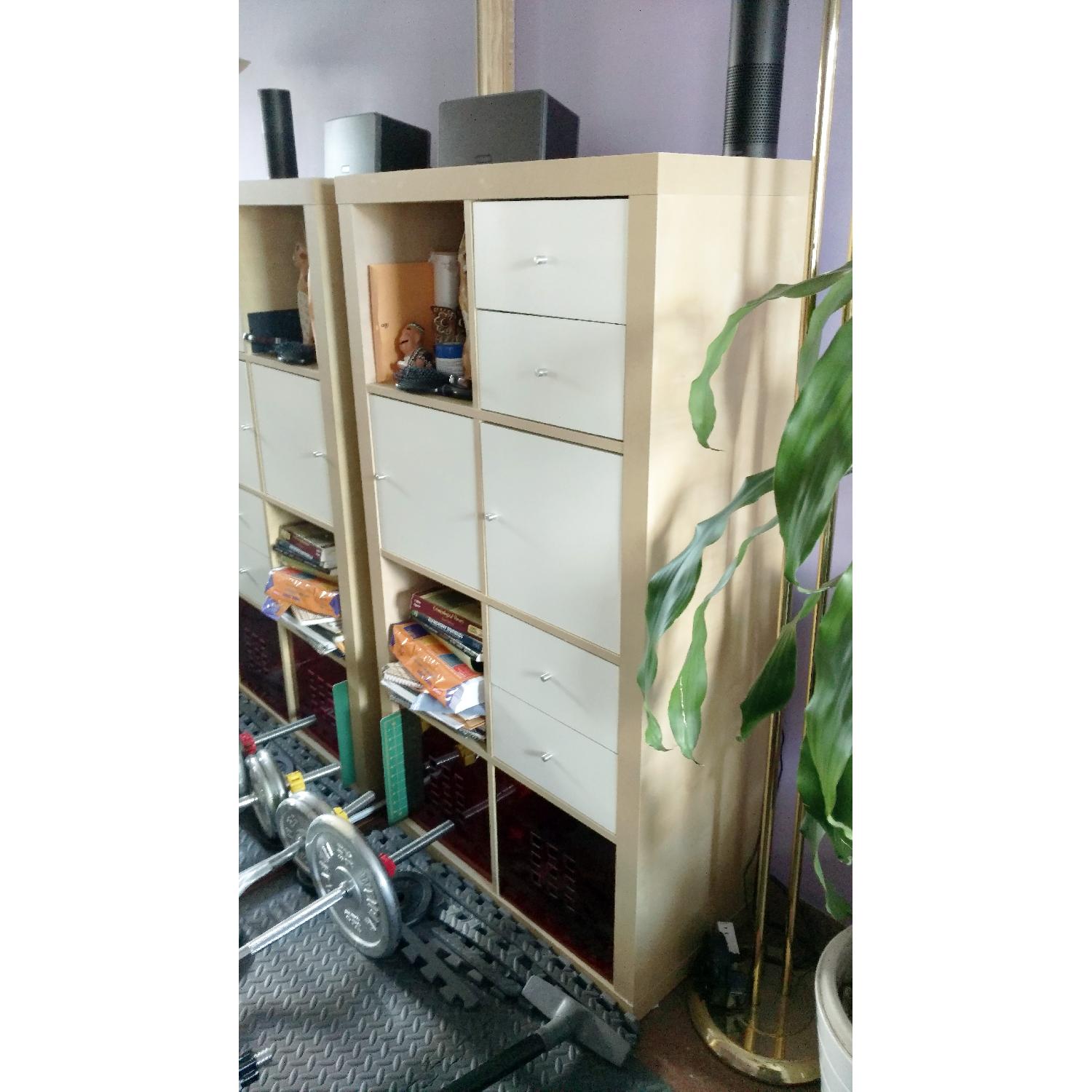 Ikea Kallax Birch Shelf Unit w/ Modular Inserts - image-2