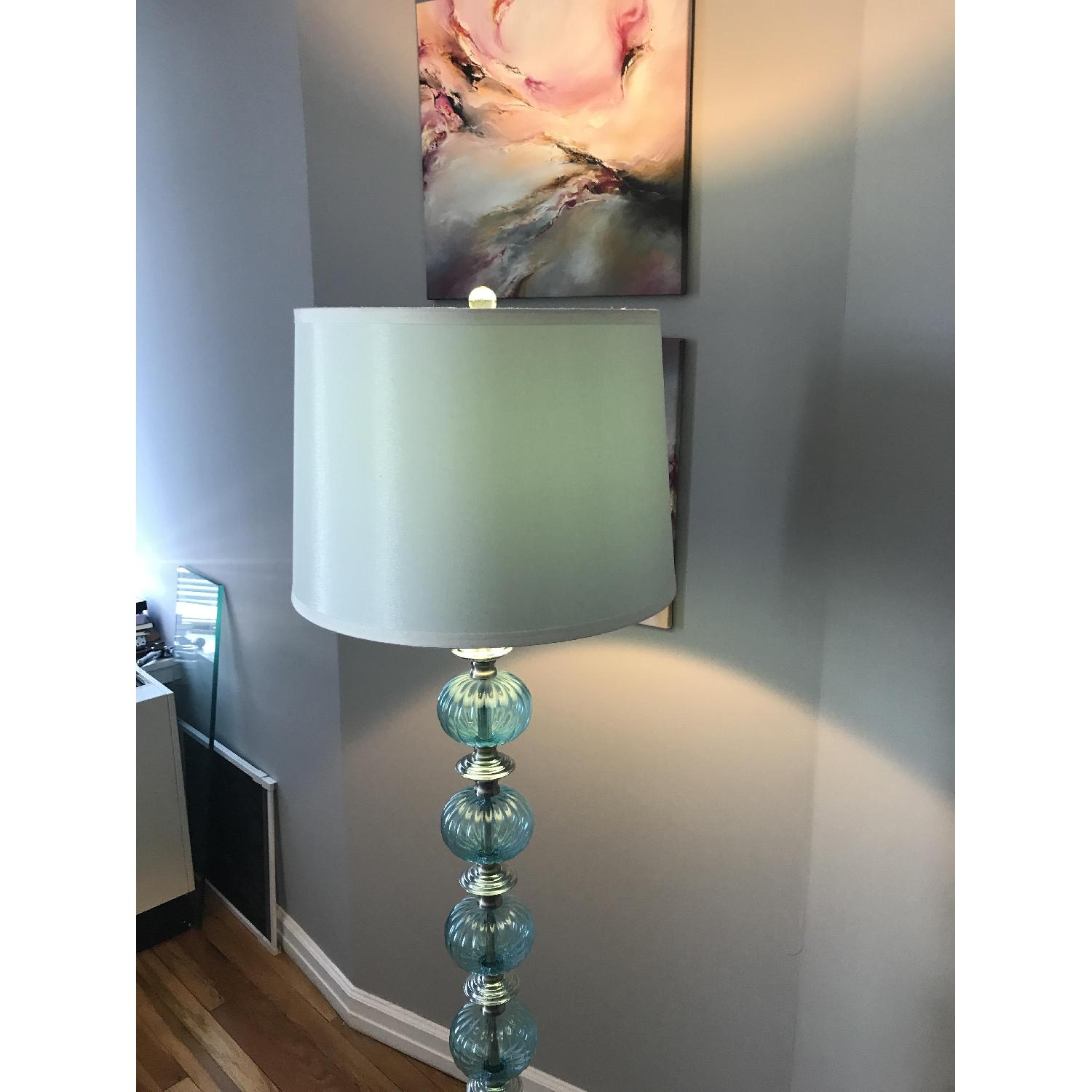 Pier 1 Aqua Glass Floor Lamp AptDeco