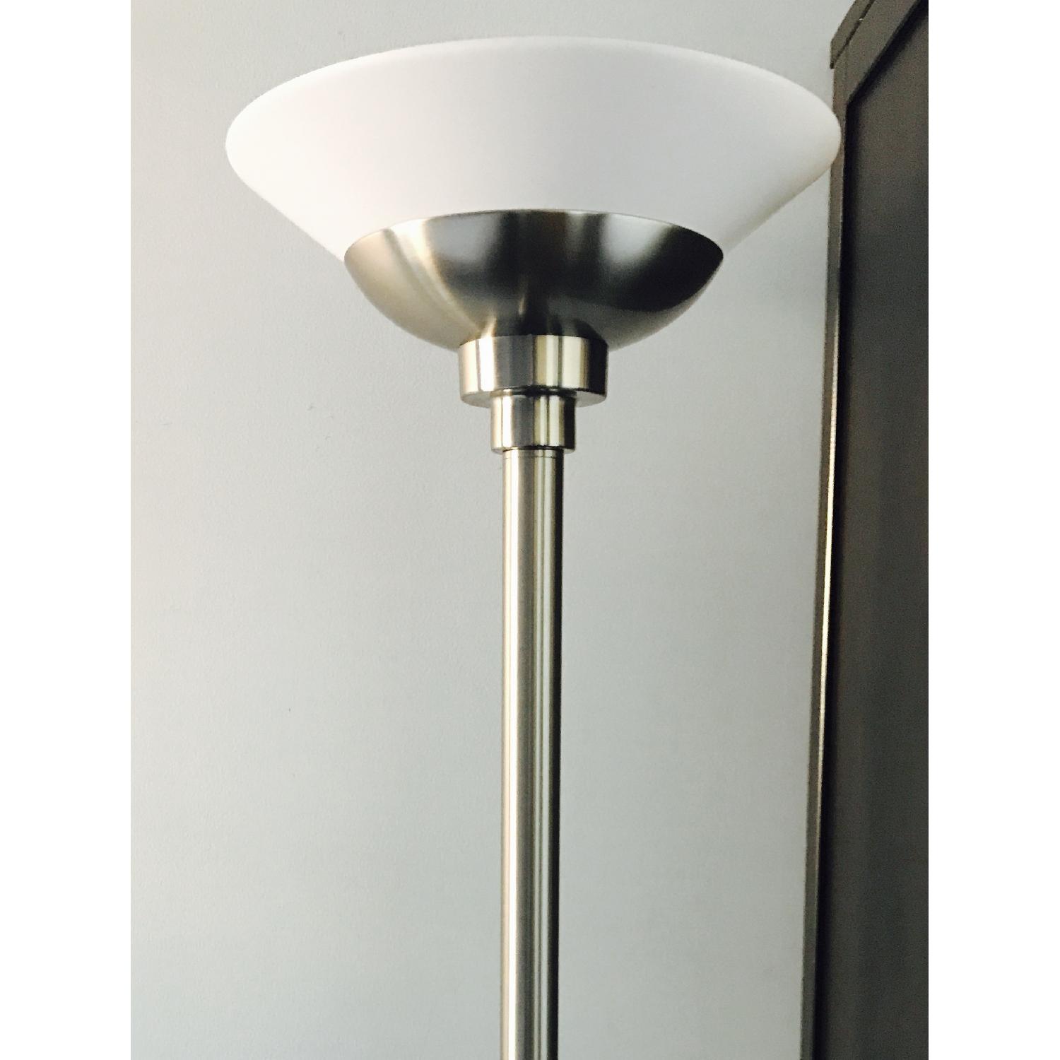 Brushed Steel Torchiere Floor Lamp - image-2