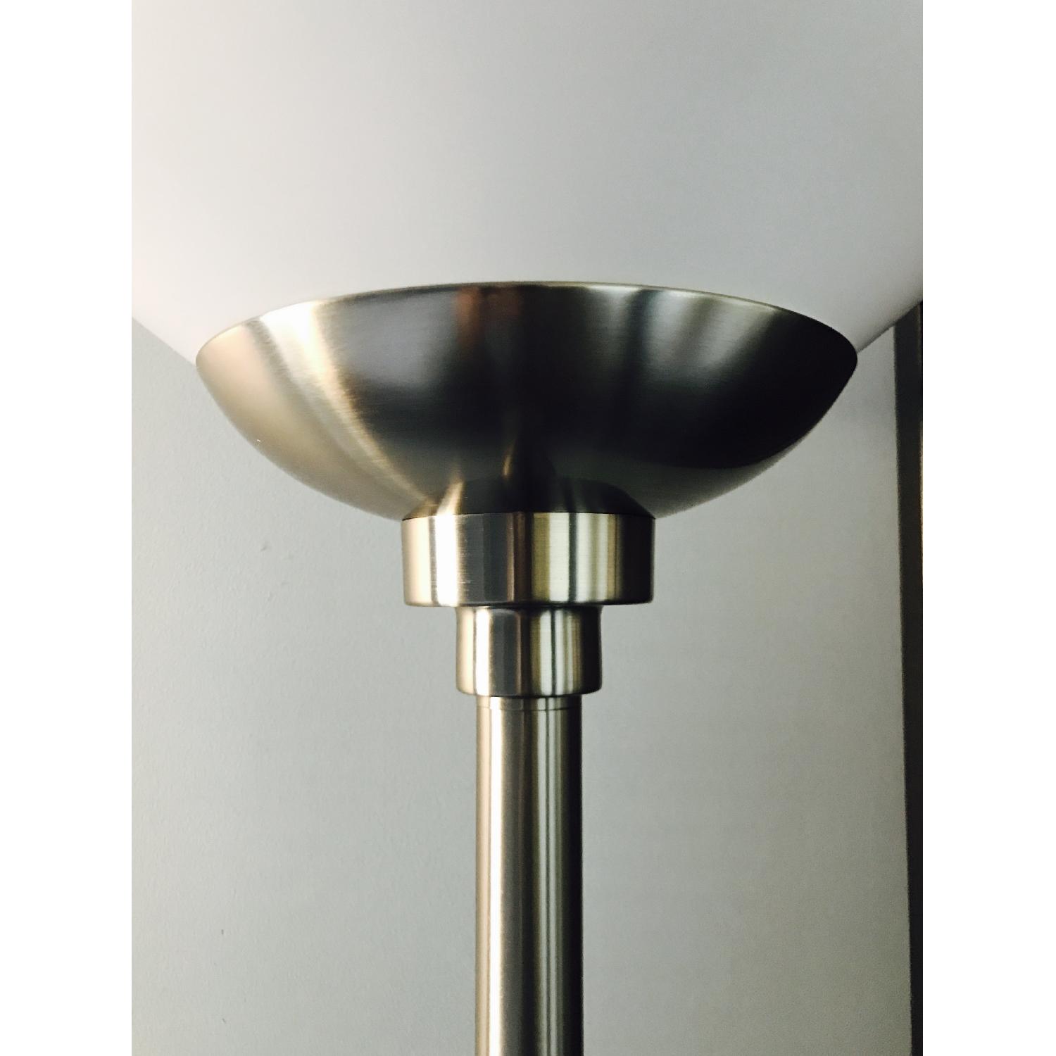 Brushed Steel Torchiere Floor Lamp - image-3