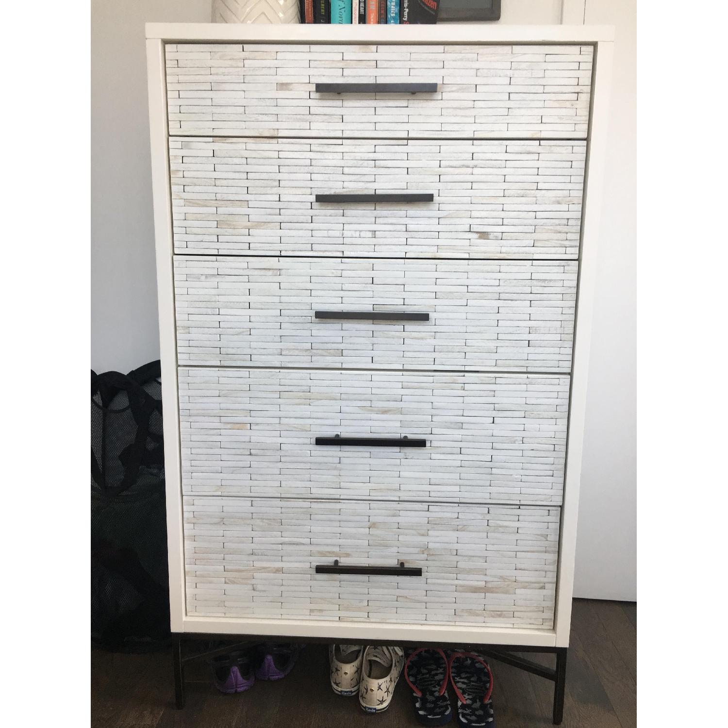 West Elm Wood Tiled 5-Drawer Dresser - image-1