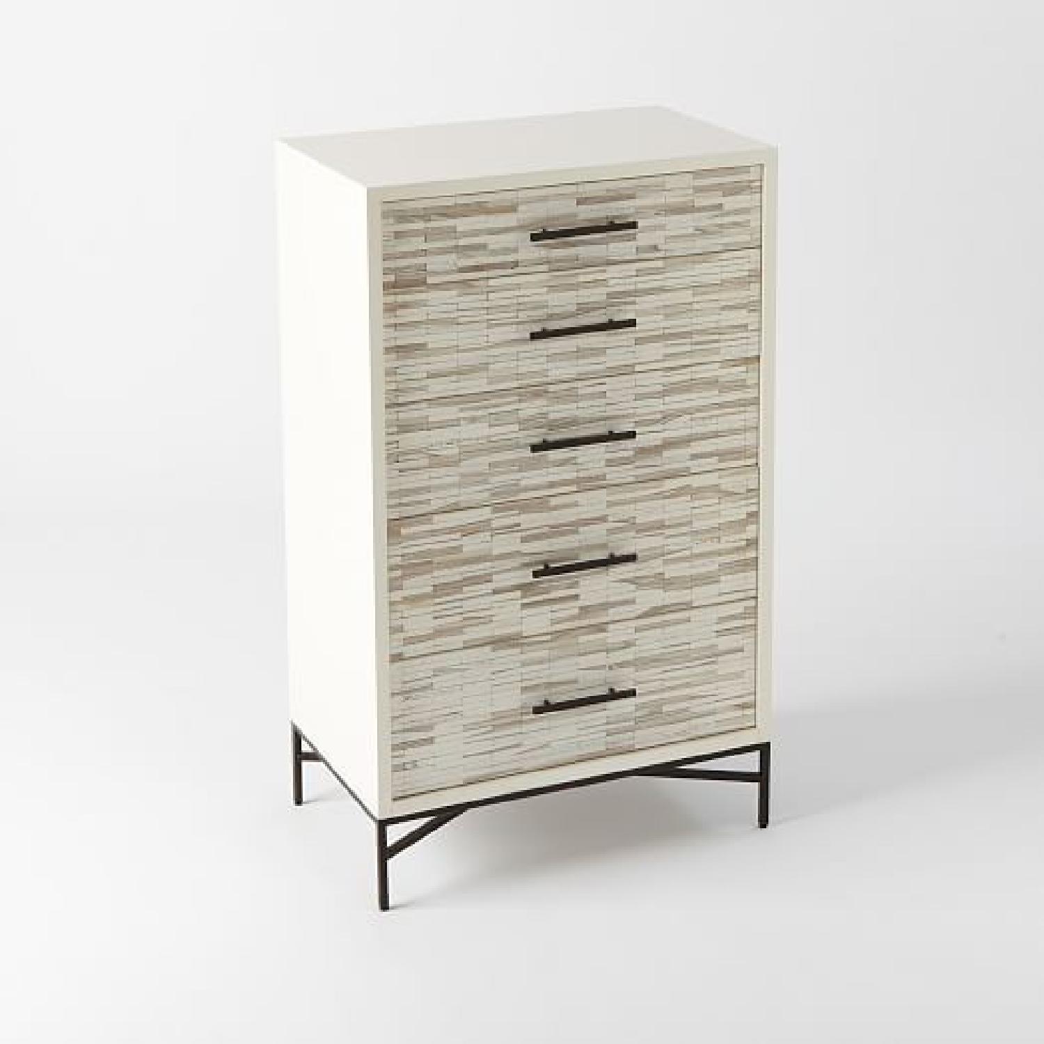 West Elm Wood Tiled 5-Drawer Dresser - image-0