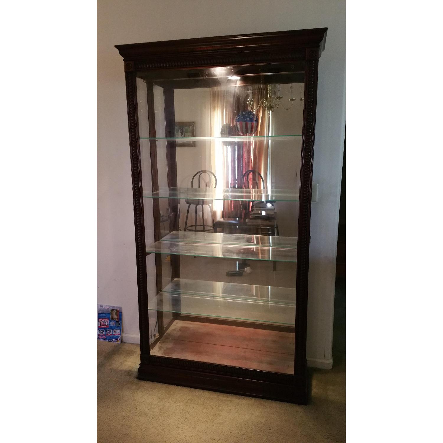 Cherry Wood Framed Glass Shelf/China Cabinet - image-2