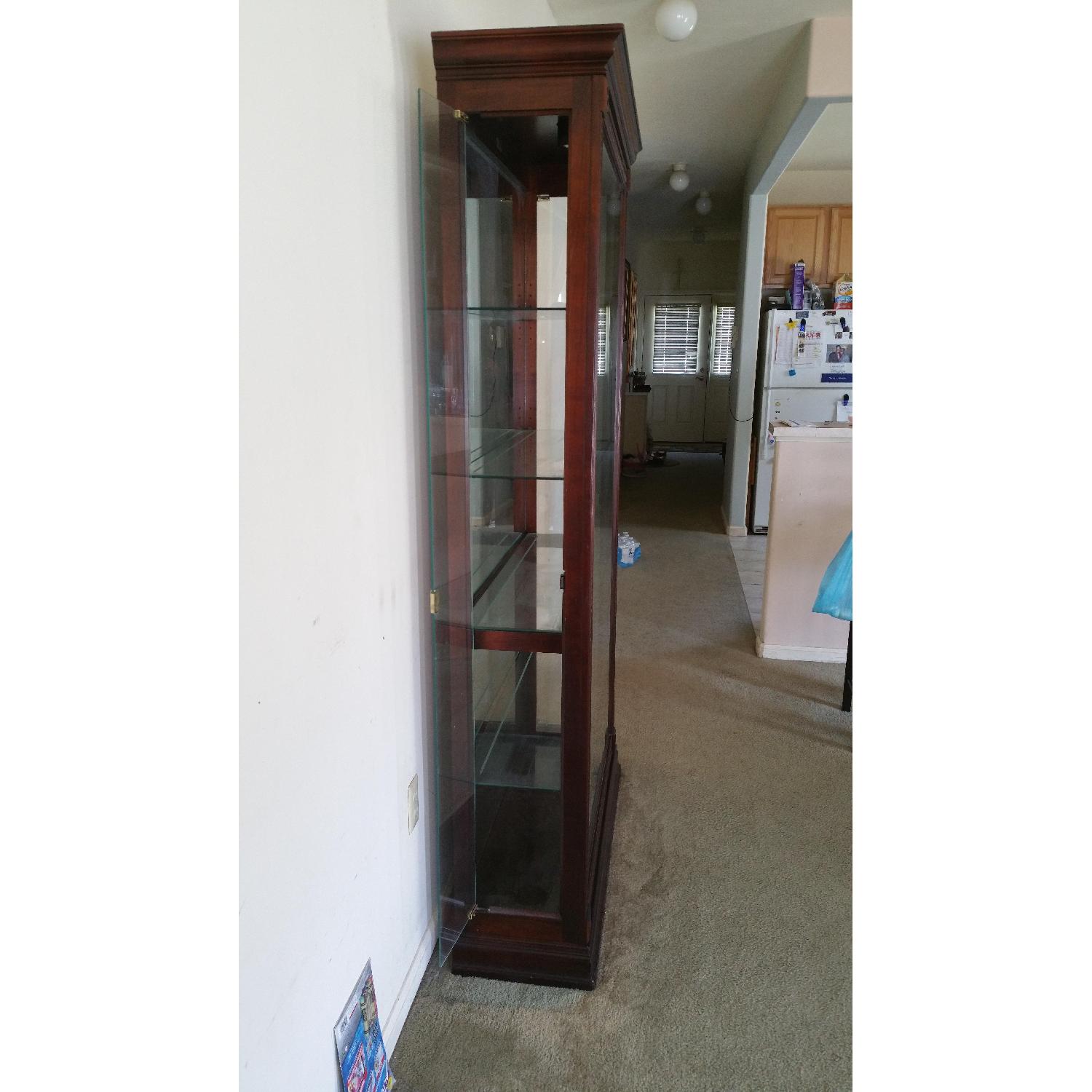 Cherry Wood Framed Glass Shelf/China Cabinet - image-3