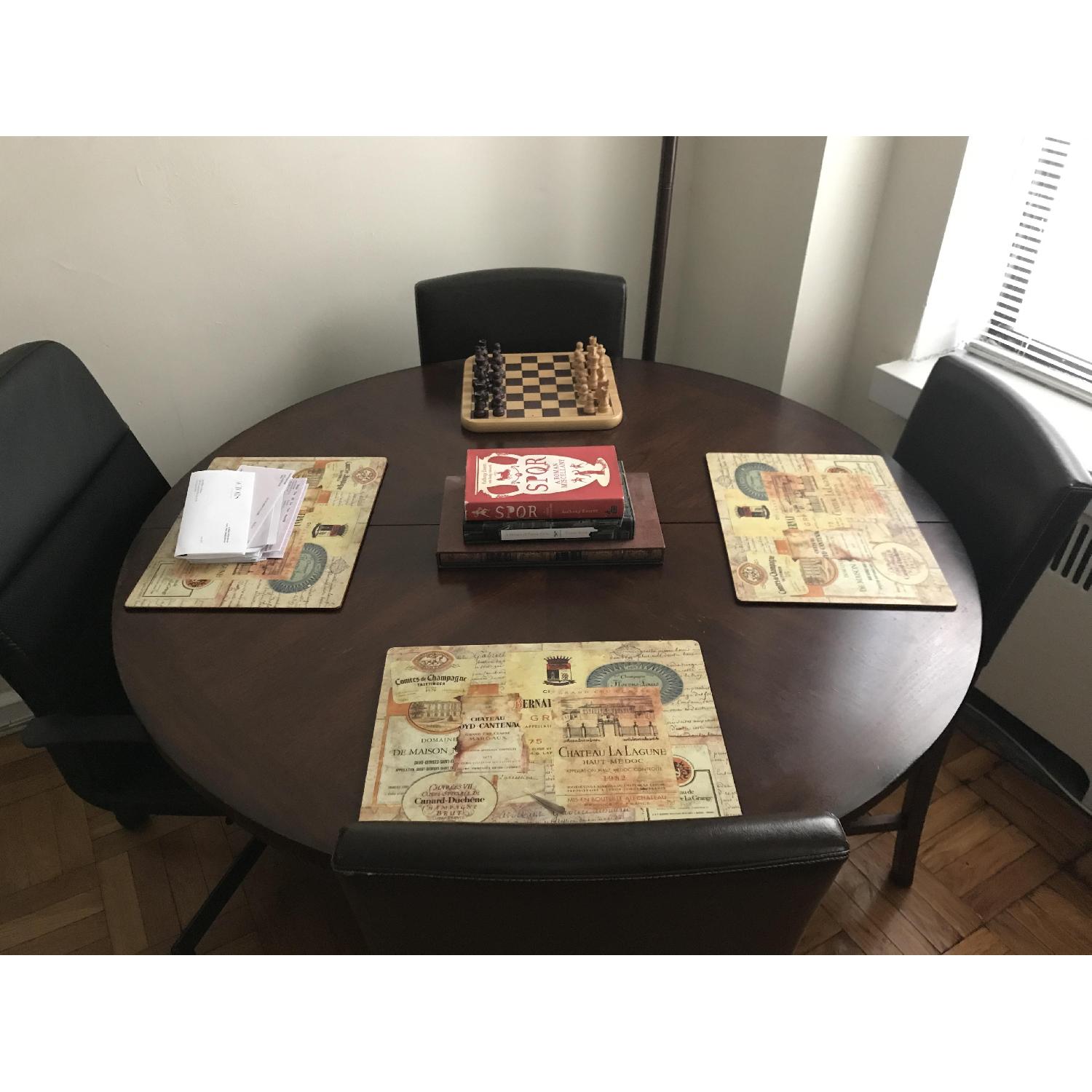 JCPenney Dark Wood Dining Room Table w/ Leaf + 6 Chairs - image-2