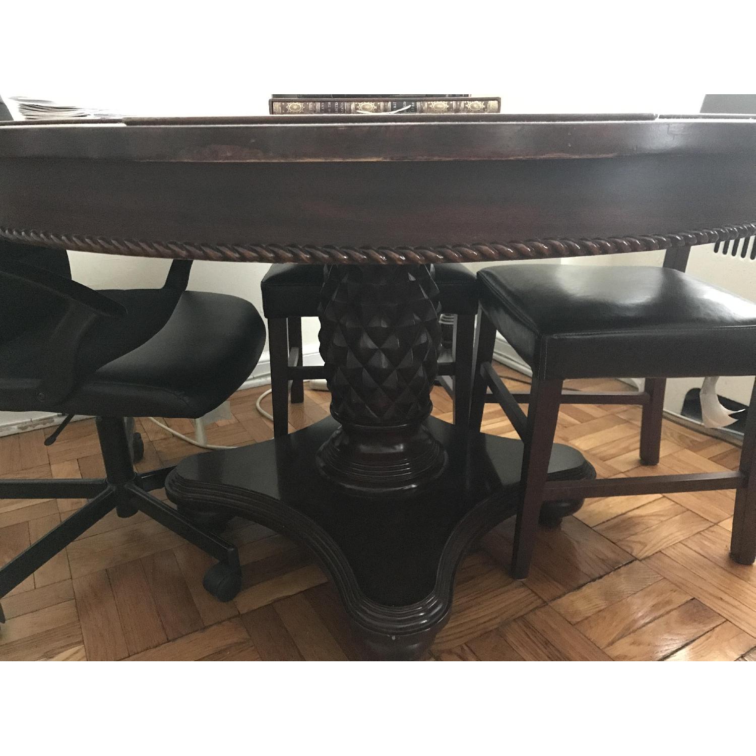 JCPenney Dark Wood Dining Room Table w/ Leaf + 6 Chairs AptDeco