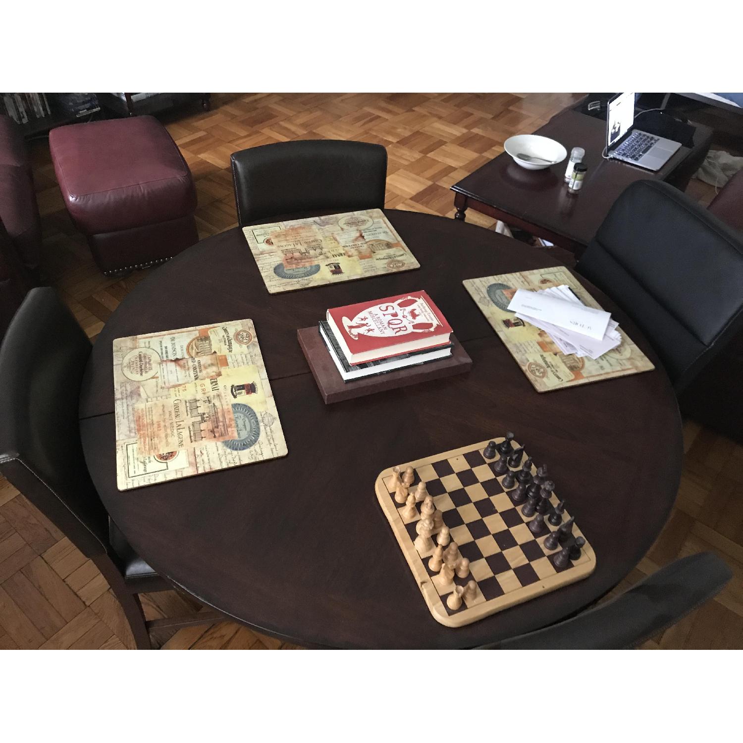 JCPenney Dark Wood Dining Room Table w/ Leaf + 6 Chairs - image-5