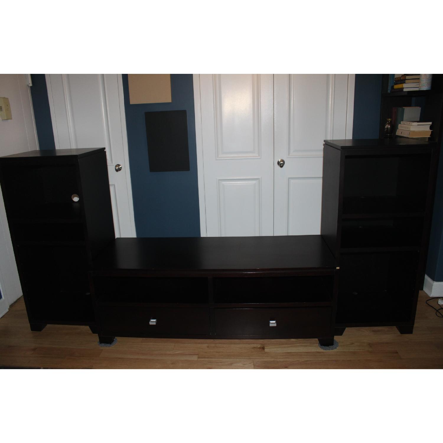Crate & Barrel Baronet Media Console w/ 2 Media Towers - image-1