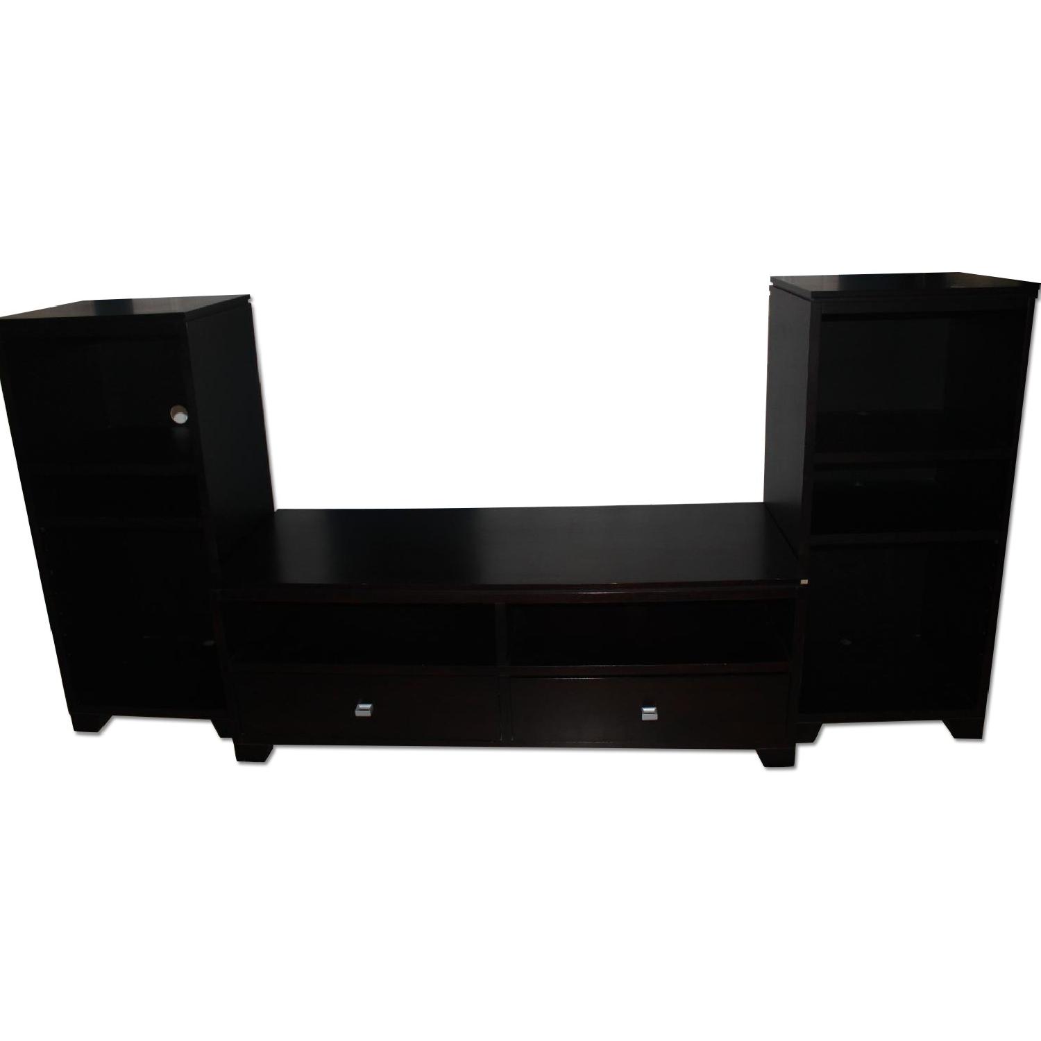 Crate & Barrel Baronet Media Console w/ 2 Media Towers - image-0