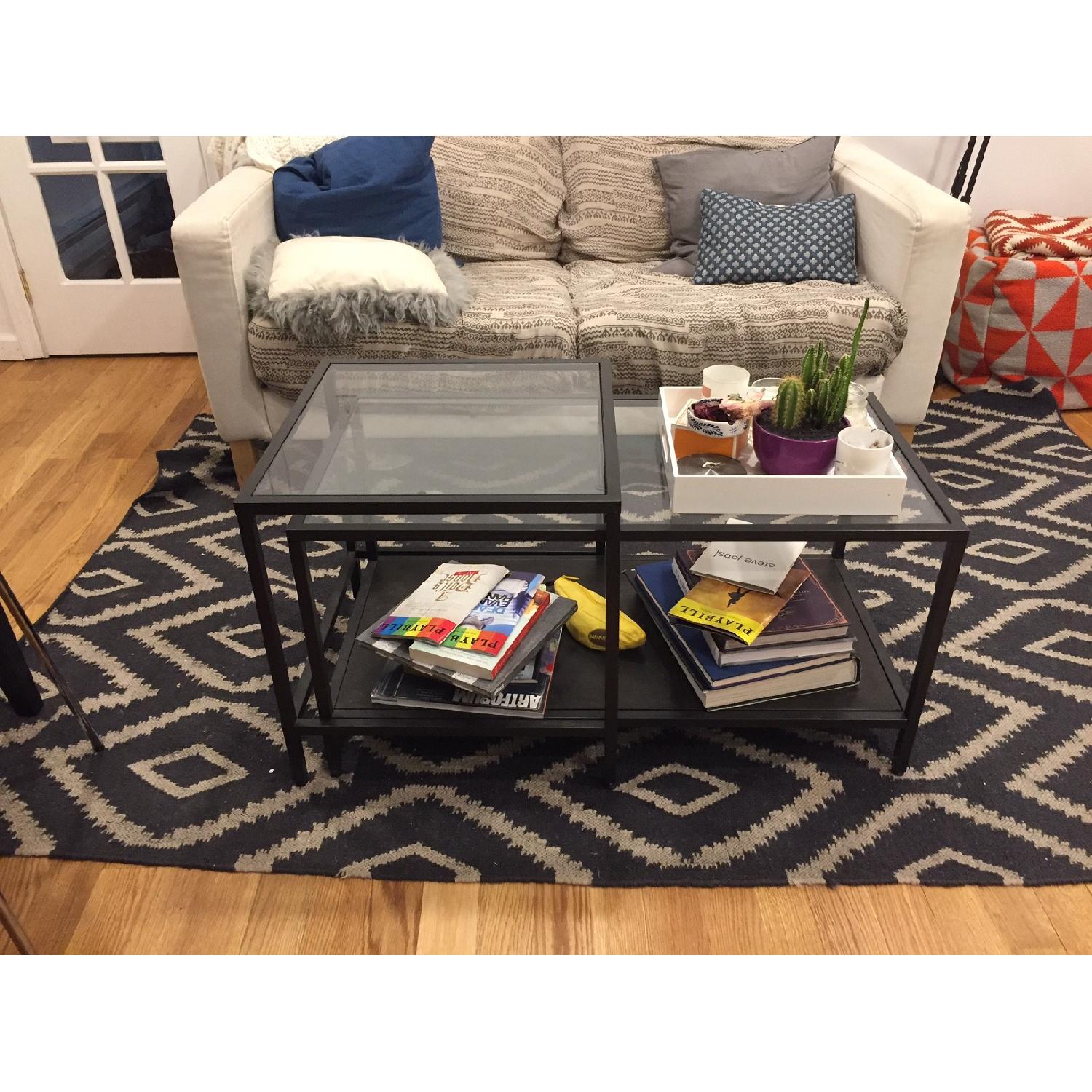 Ikea Vittsjo Glass Nesting Coffee Tables in BlackBrown AptDeco